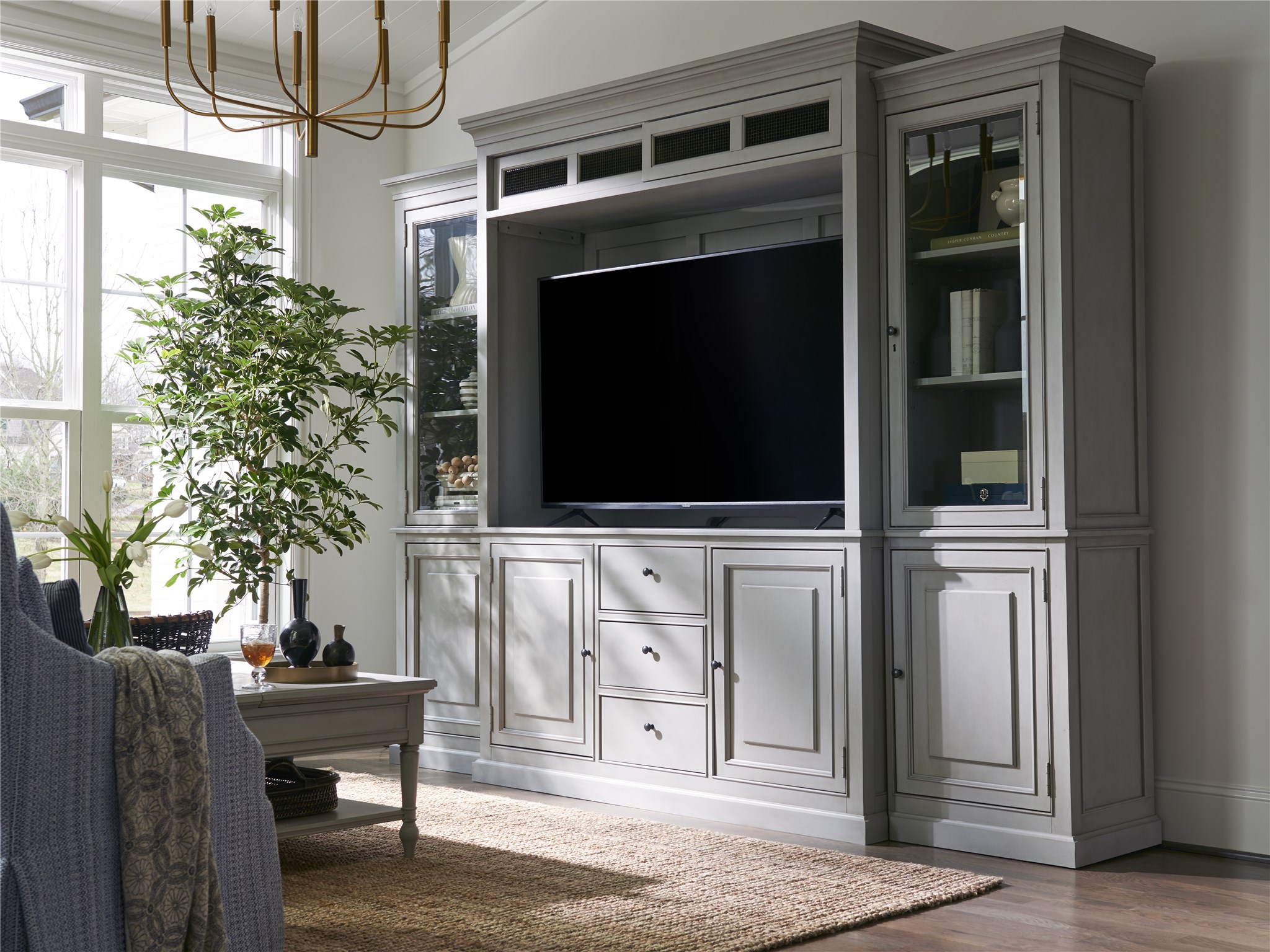 Summer Hill Wood/Glass TV Entertainment Center