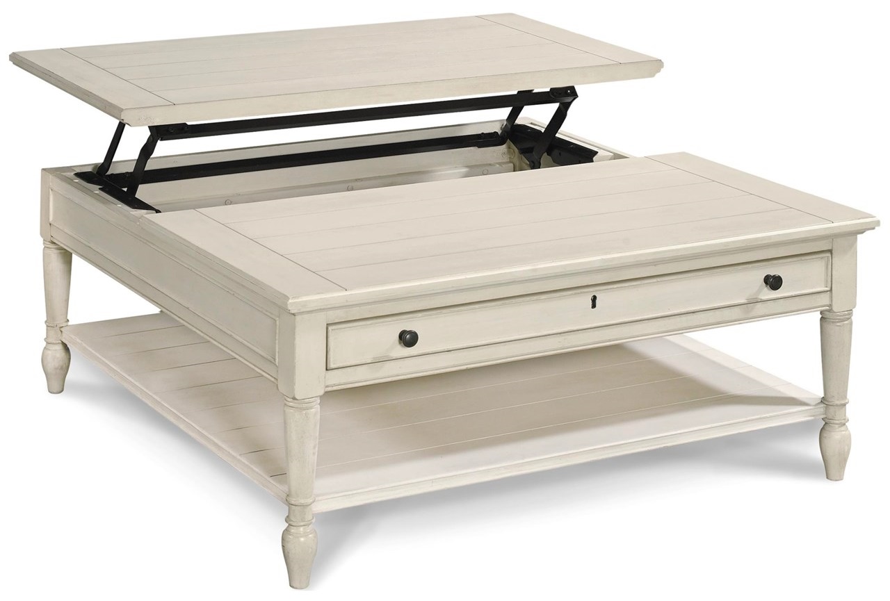 Summer Hill Lift Top Wood Square Coffee Table w/Drawer