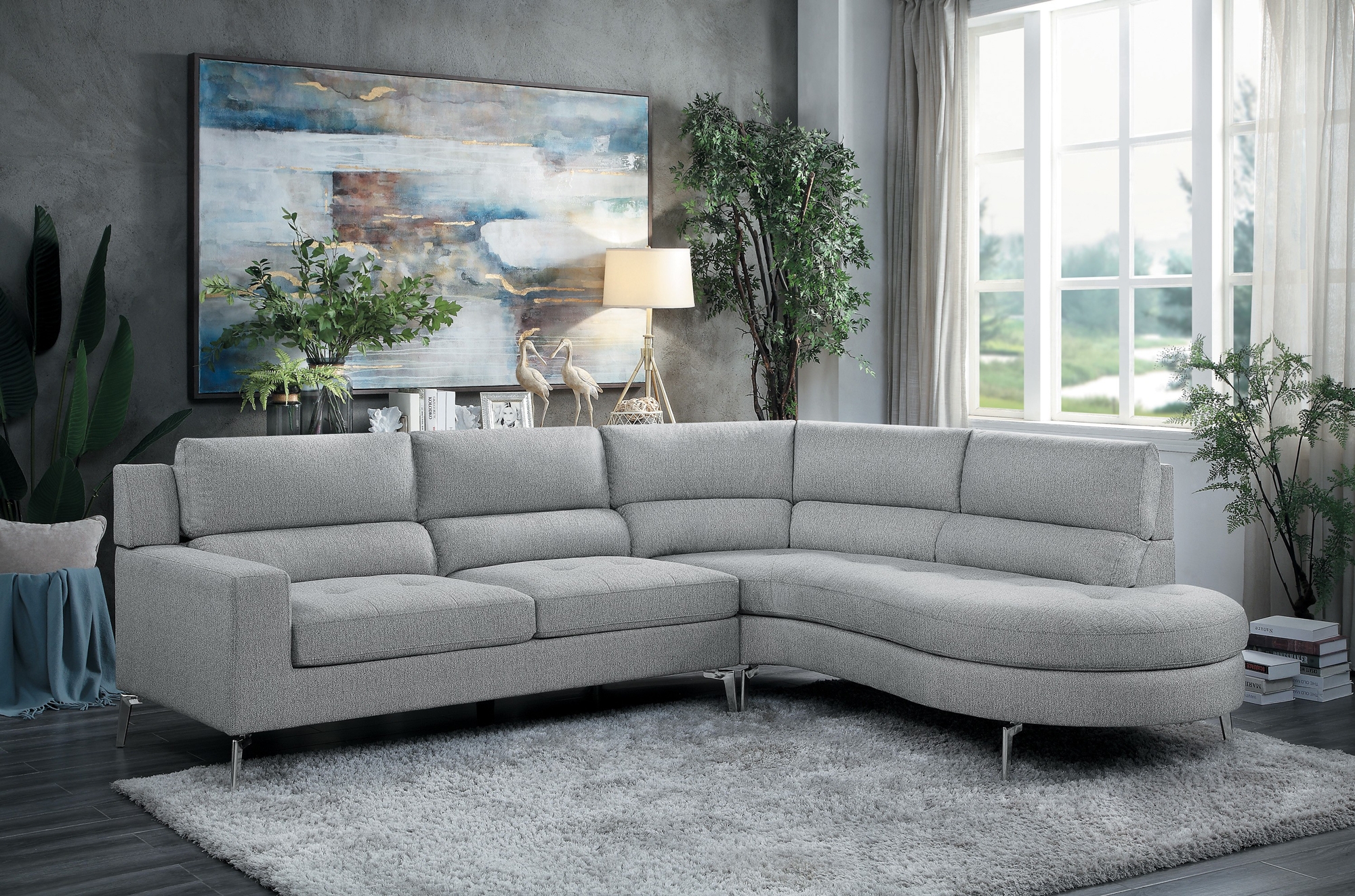 Bonita Polyester Fabric Right Chaise Facing Sectional Sofa