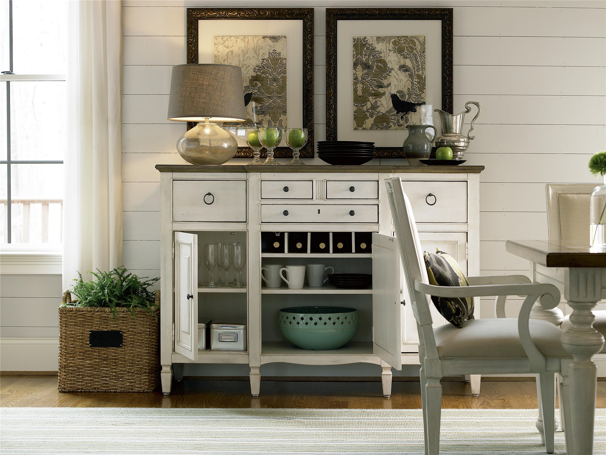 Summer Hill Wood Serving Buffet w/3 Doors & 5 Drawers
