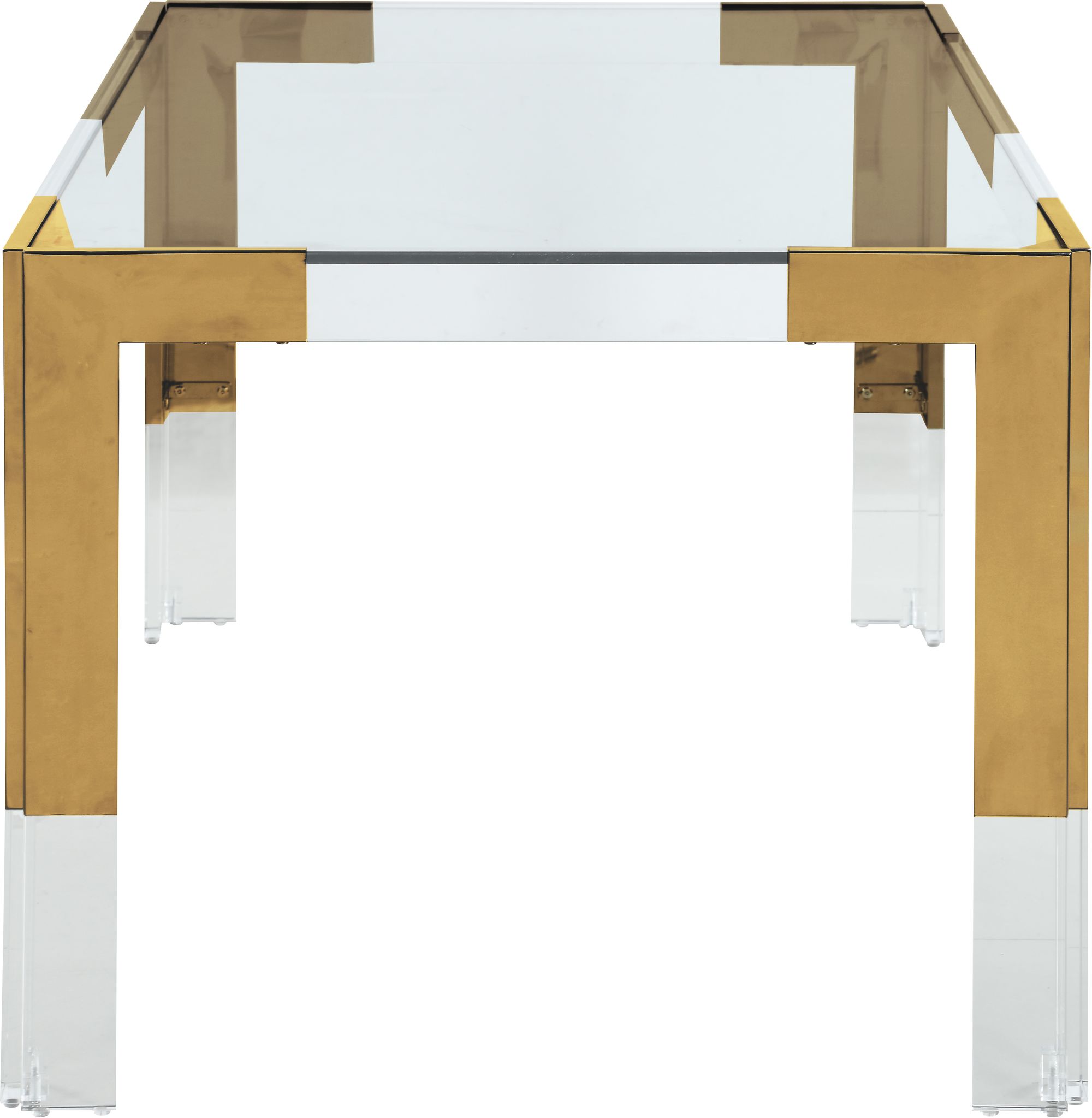Casper 60" Rectangular Glass Dining Table with Acrylic & Gold Stainless Steel Base