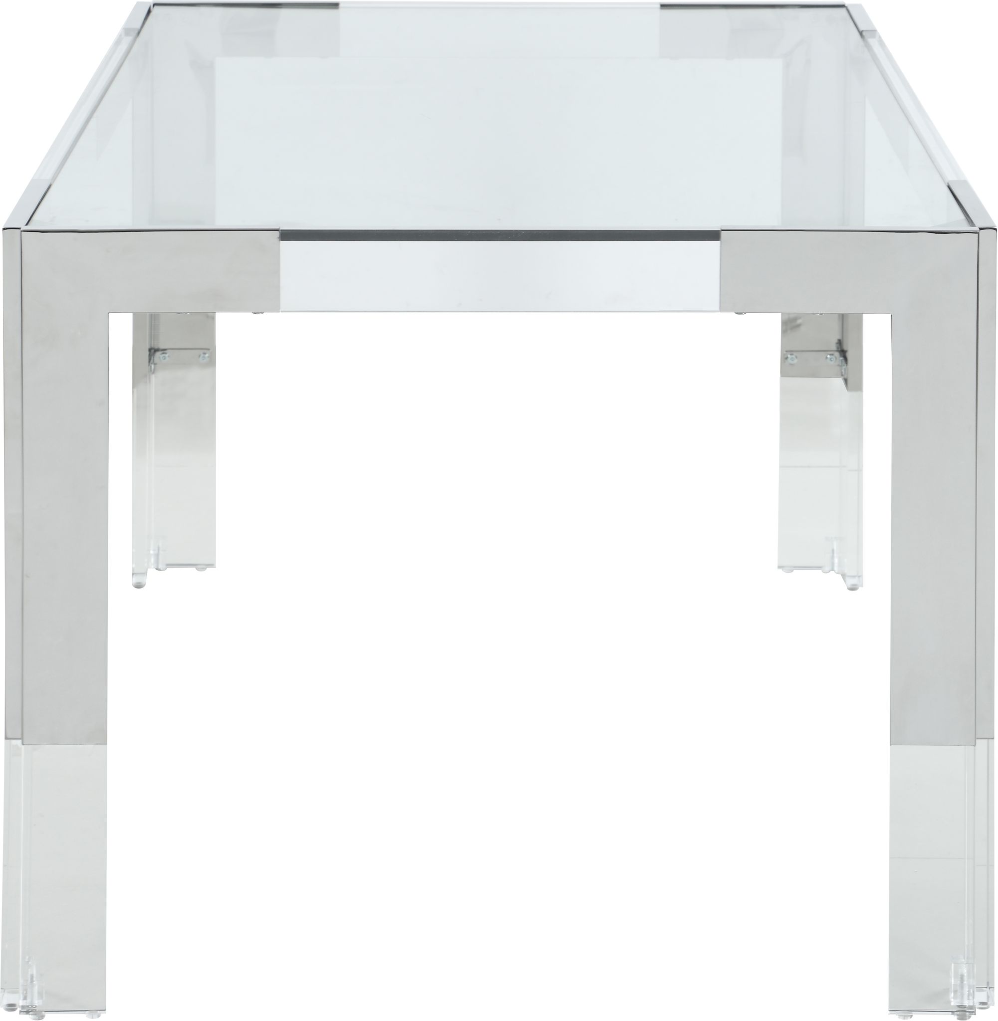 Casper 60" Rectangular Glass Dining Table with Acrylic & Chrome Stainless Steel Base