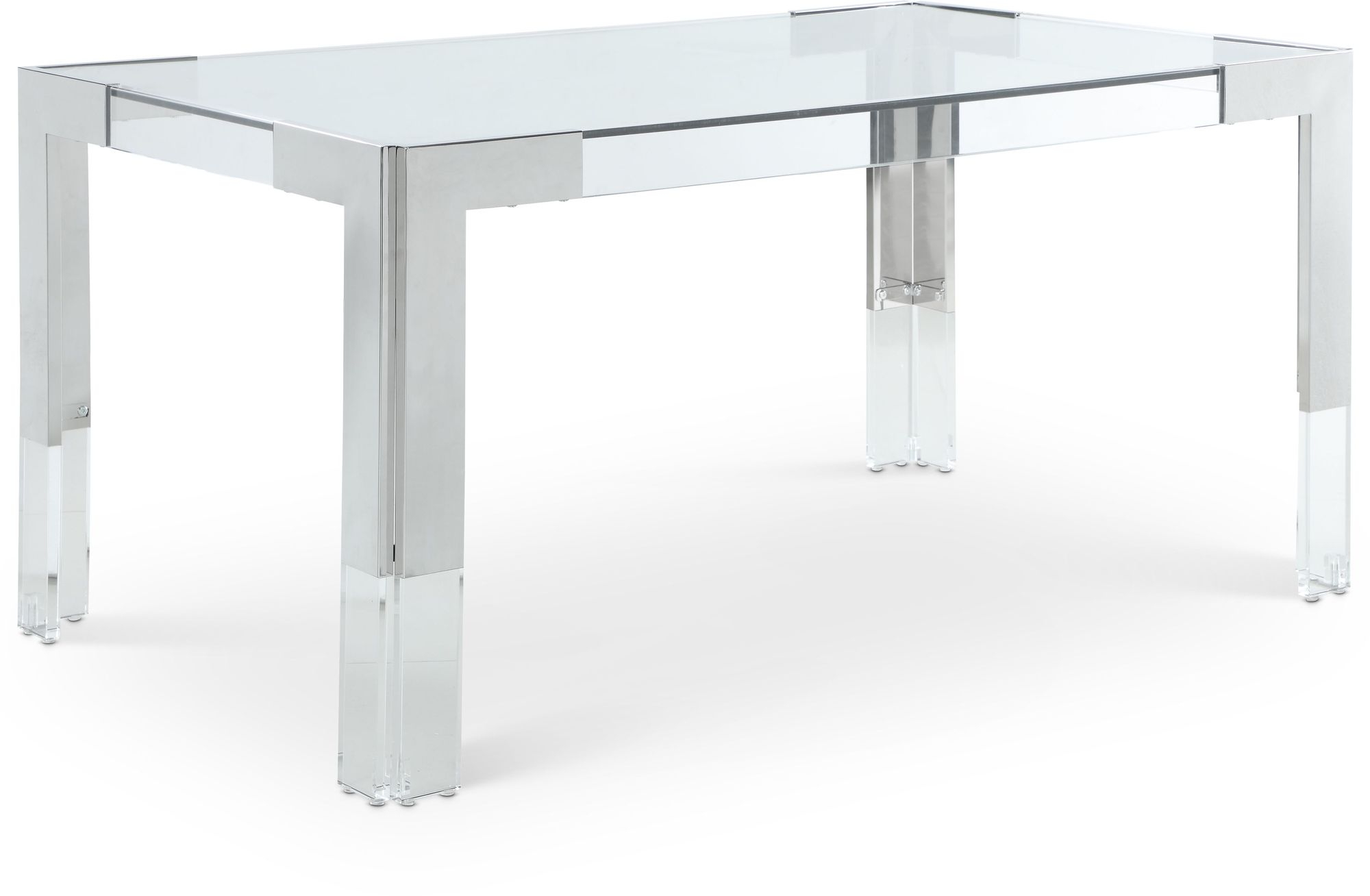 Casper 60" Rectangular Glass Dining Table with Acrylic & Stainless Steel Base