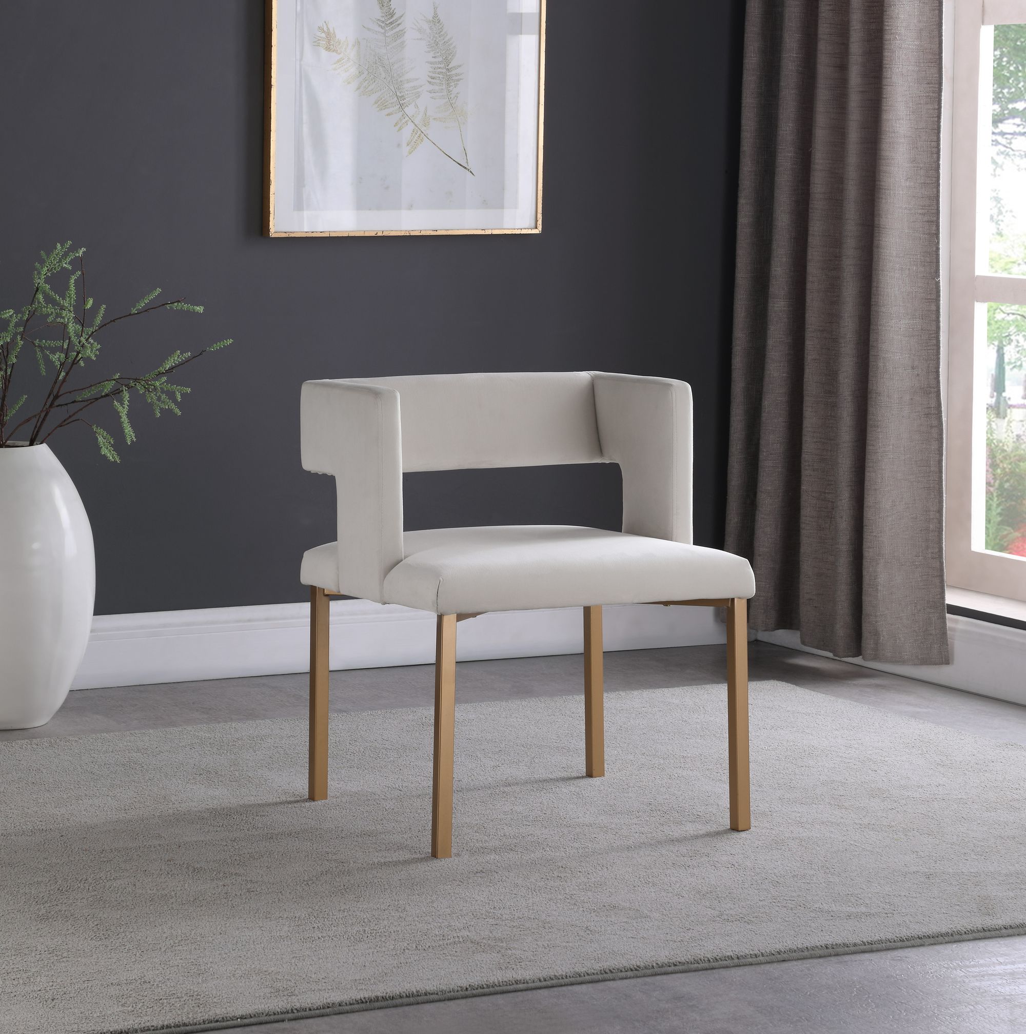 Caleb Velvet Dining Chair with Brushed Gold Iron Legs