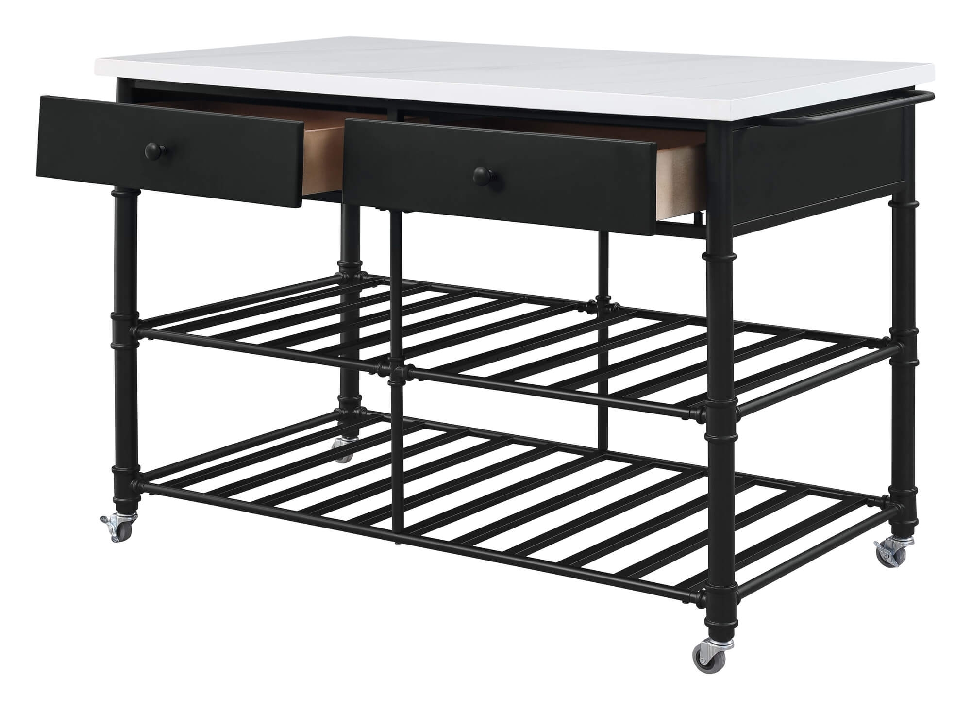 Emery Wood/Metal/Artificial Stone Kitchen Island