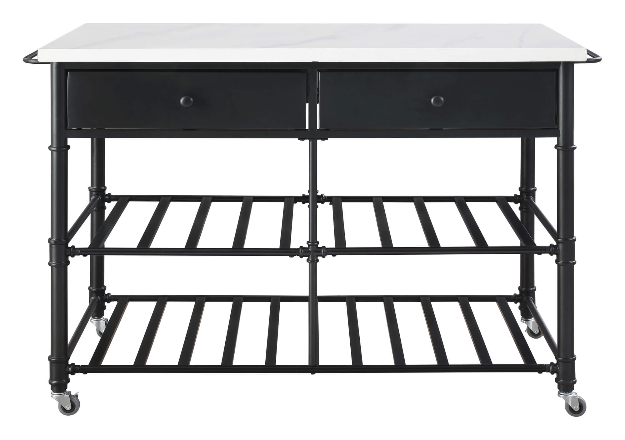 Emery Wood/Metal/Artificial Stone Kitchen Island