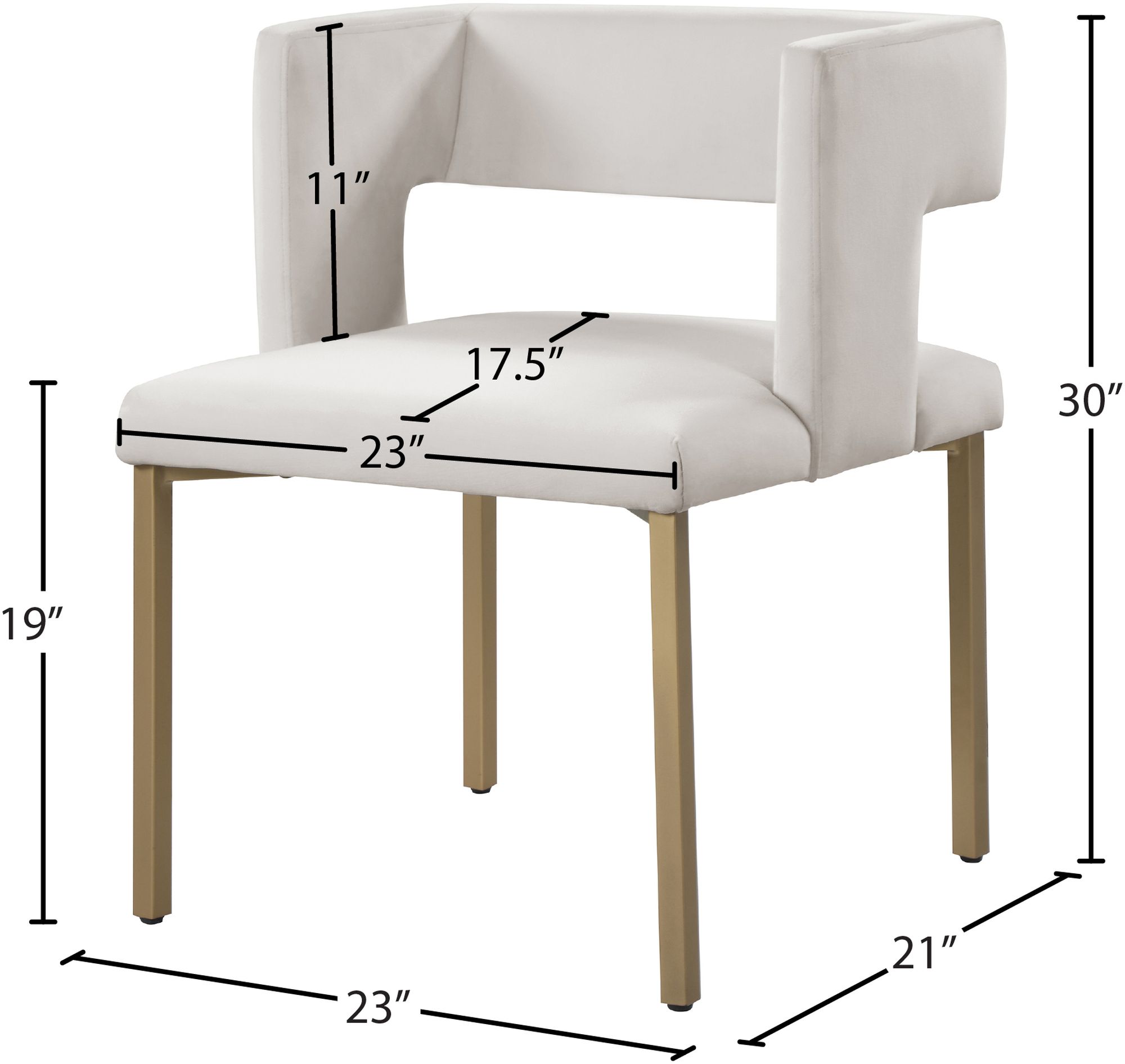 Caleb Velvet Dining Chair with Brushed Gold Iron Legs