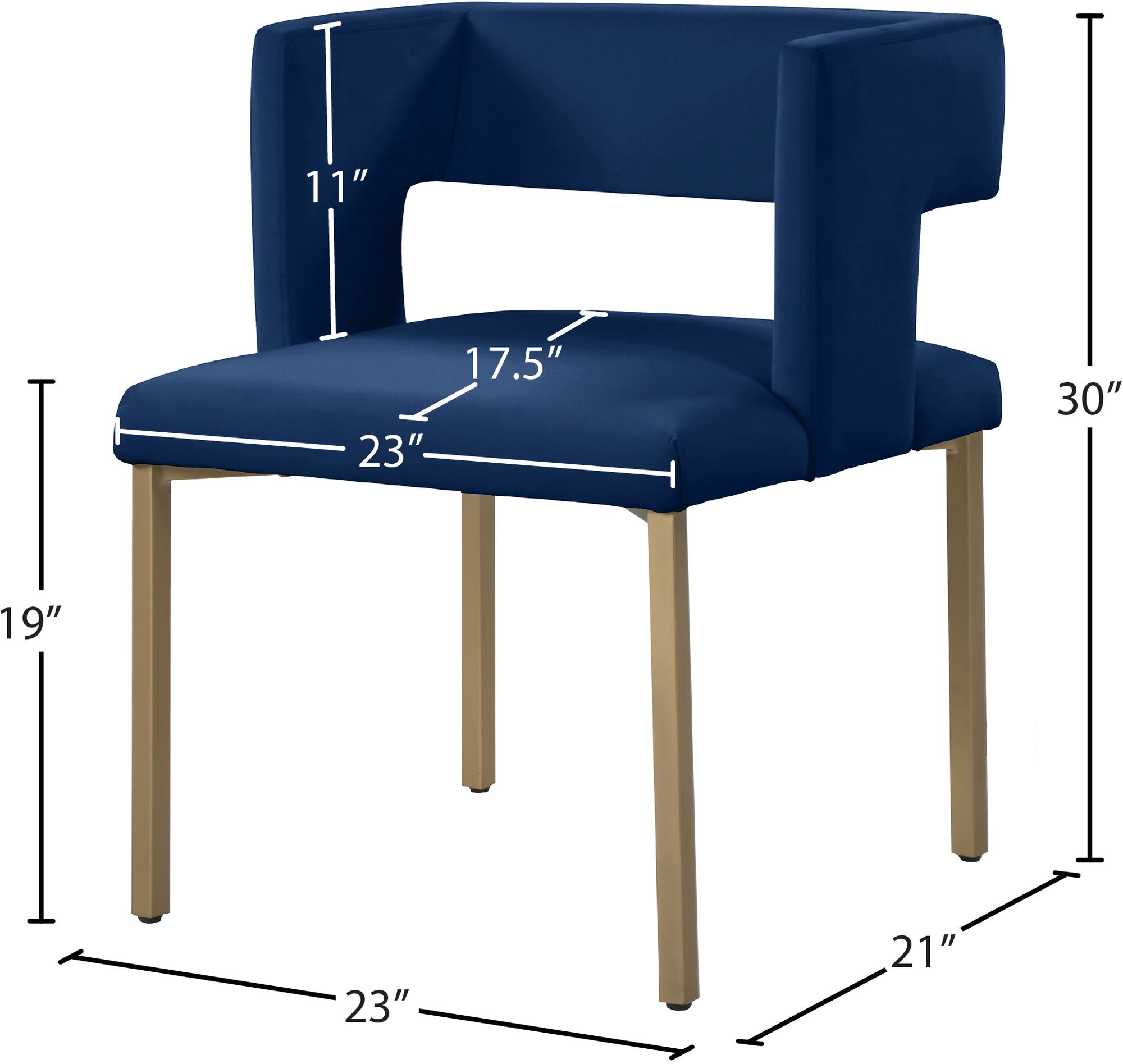 Caleb Velvet Dining Chair with Brushed Gold Iron Legs