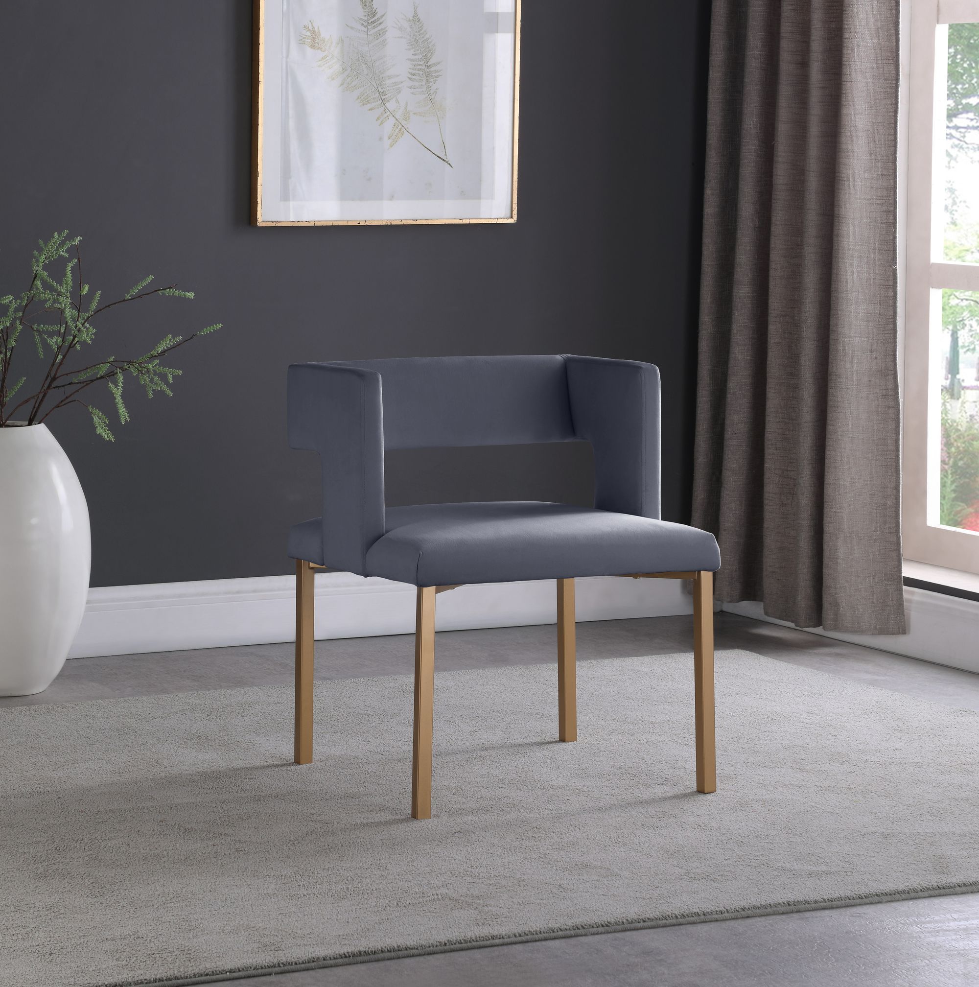Caleb Velvet Dining Chair with Brushed Gold Iron Legs