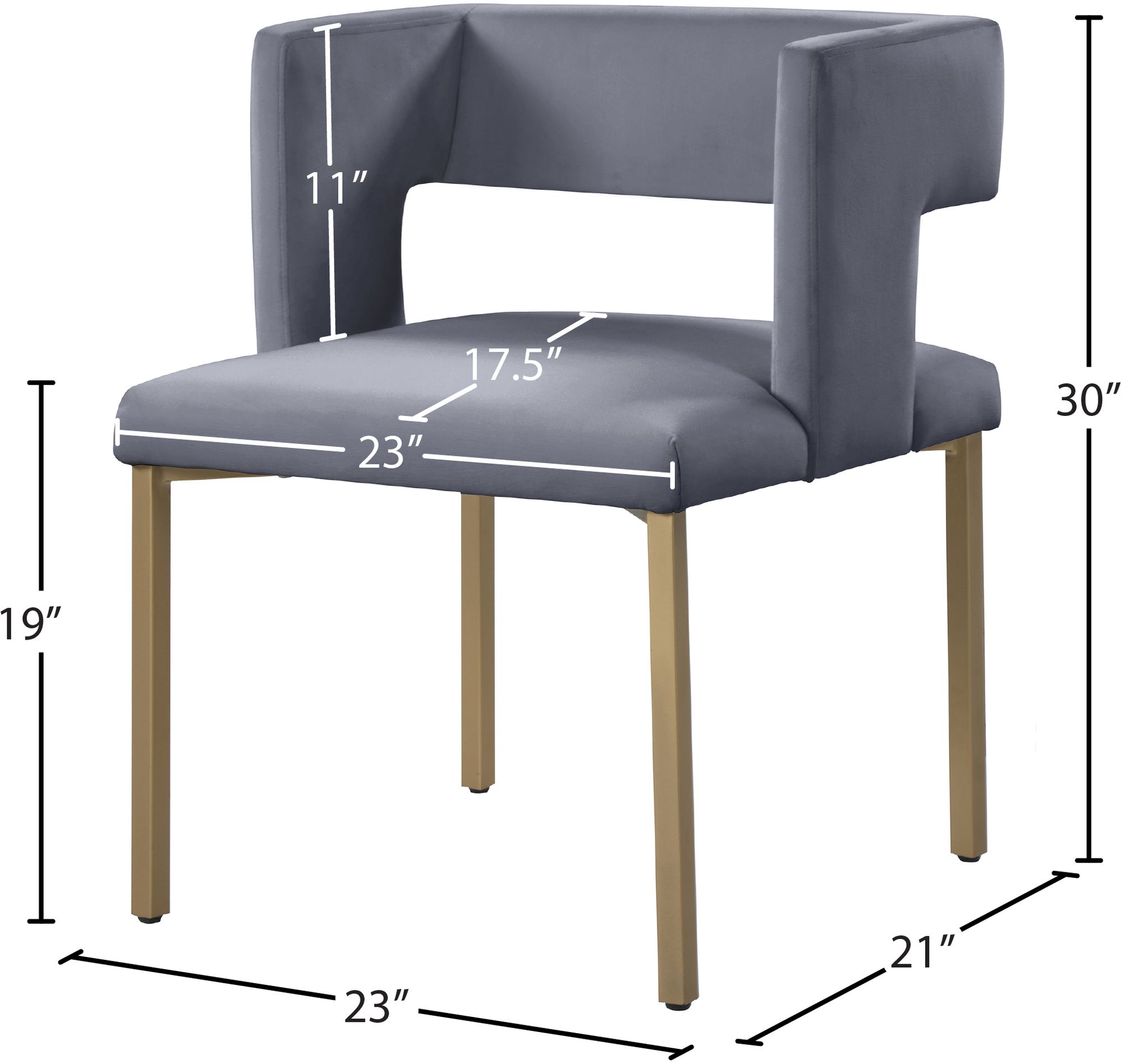 Caleb Velvet Dining Chair with Brushed Gold Iron Legs