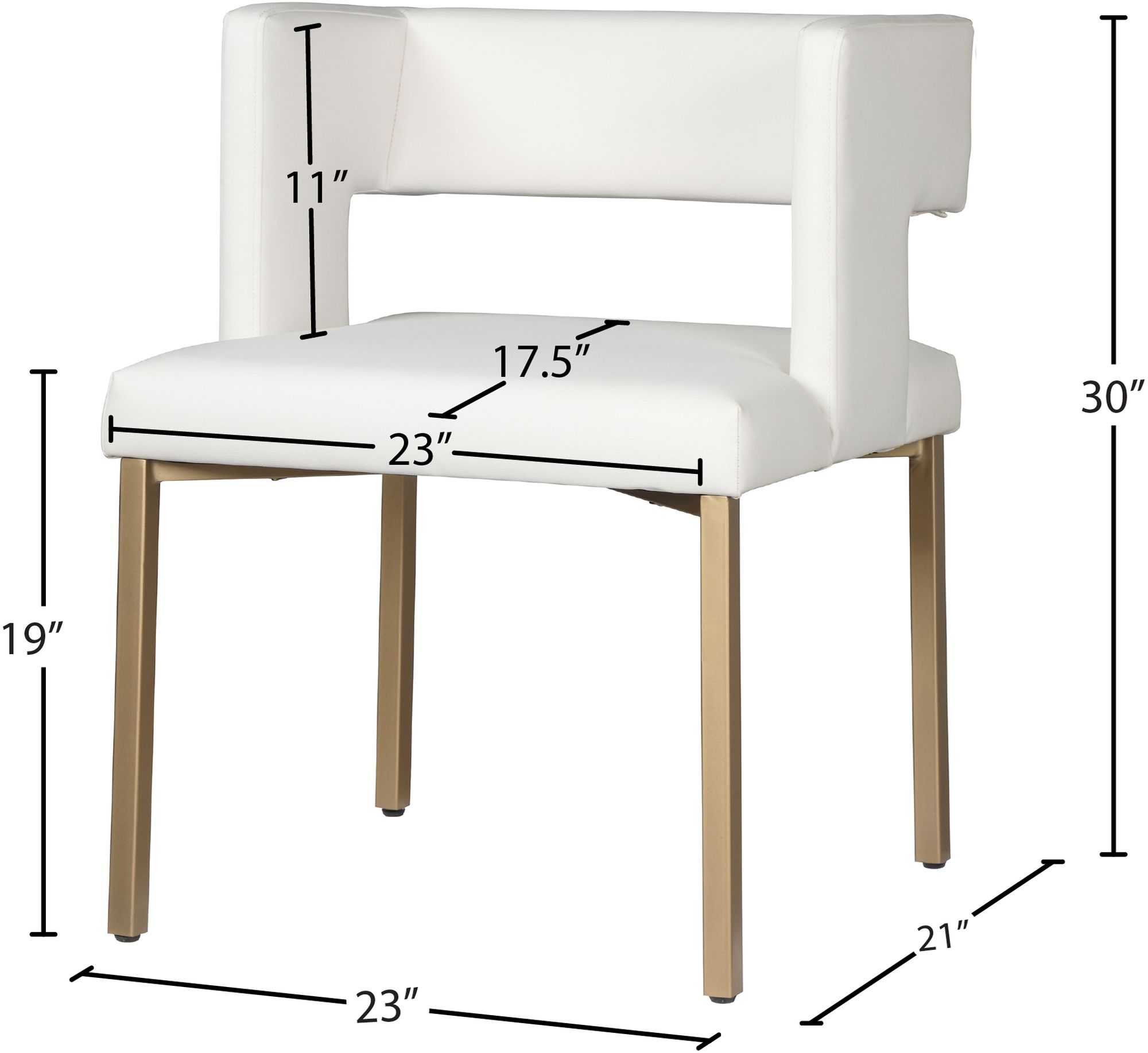 Caleb Faux Leather Dining Chair with Brushed Gold Iron Legs