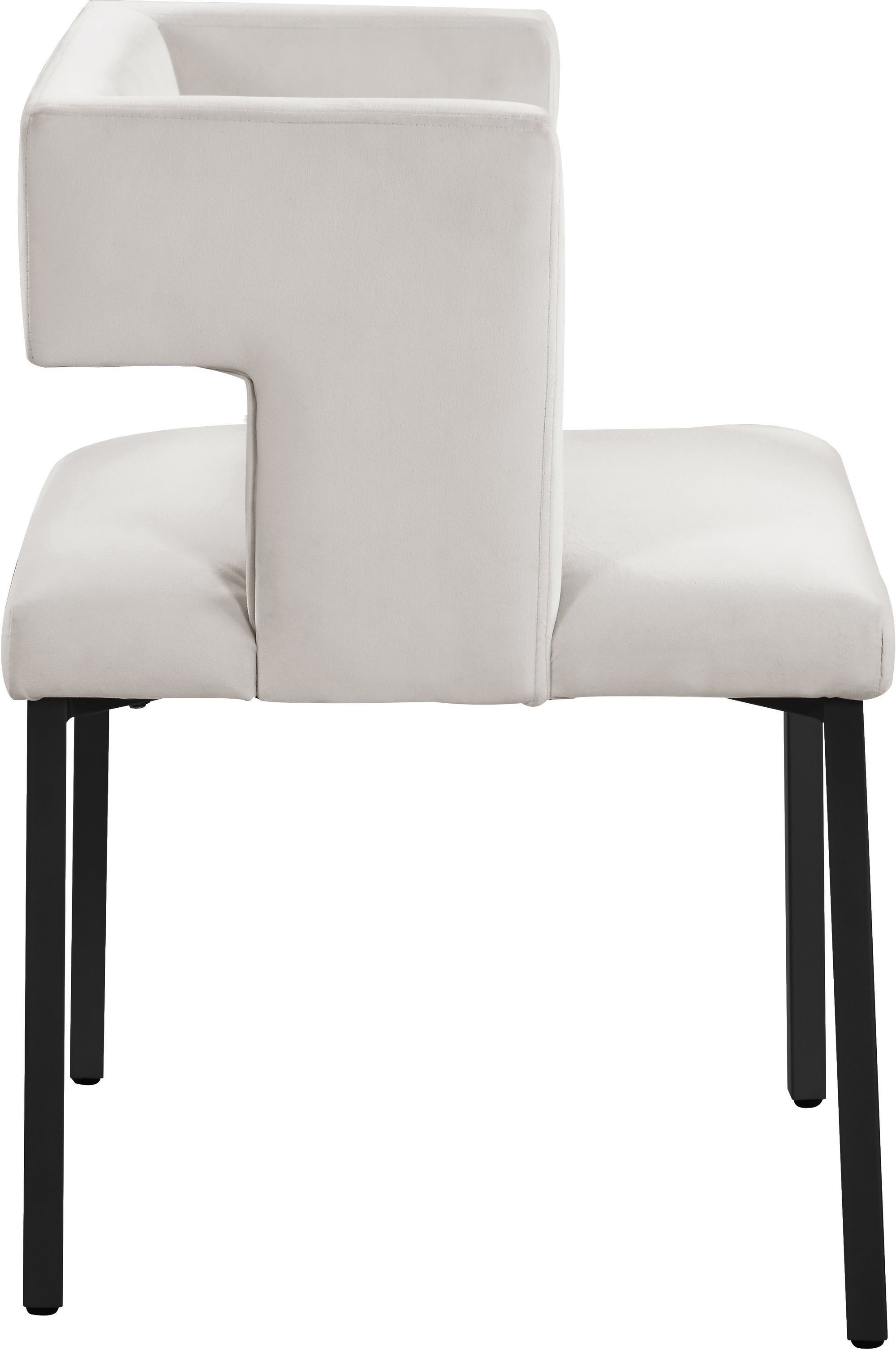 Caleb Velvet Dining Chair with Matte Black Iron Legs