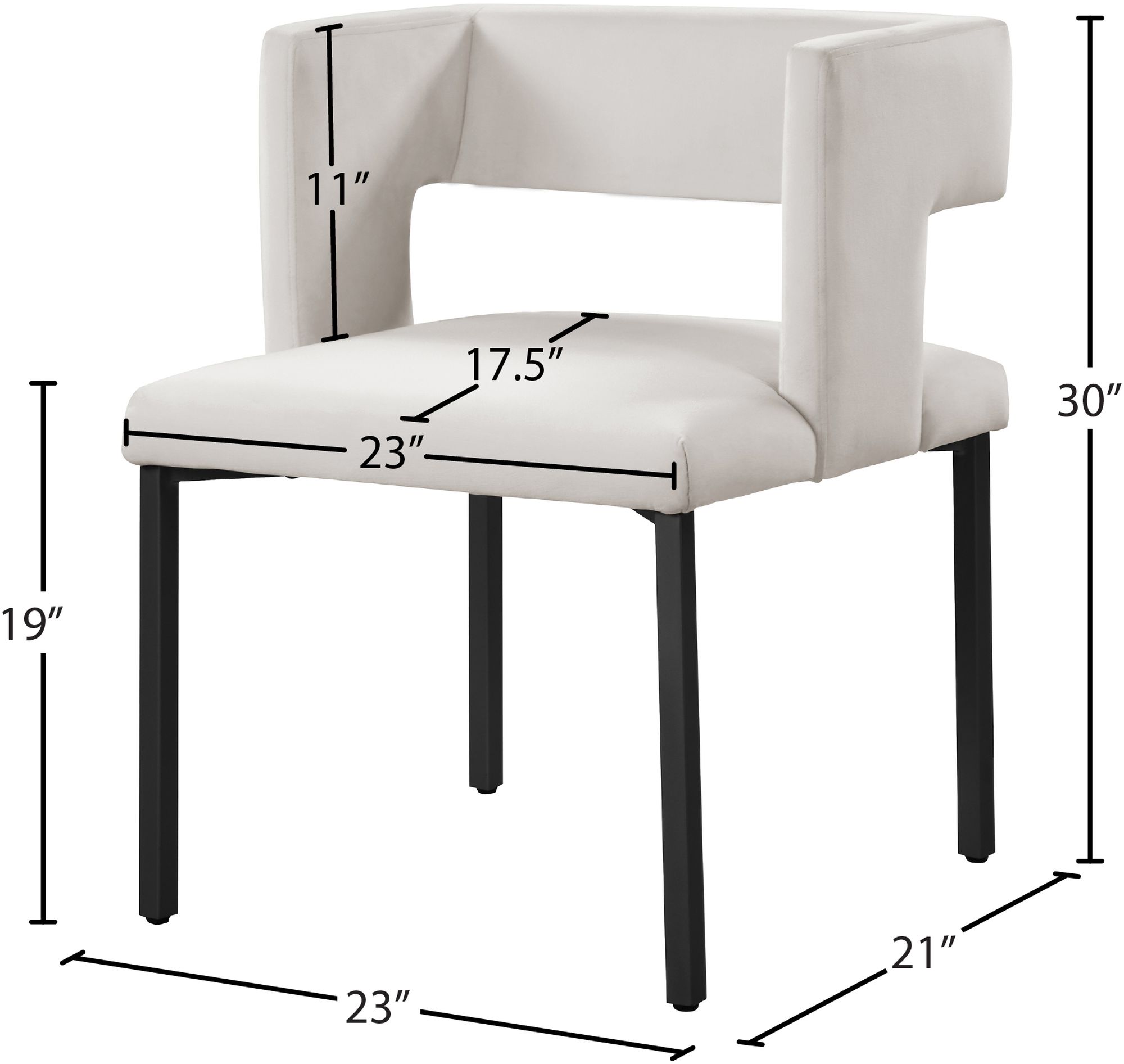 Caleb Velvet Dining Chair with Matte Black Iron Legs