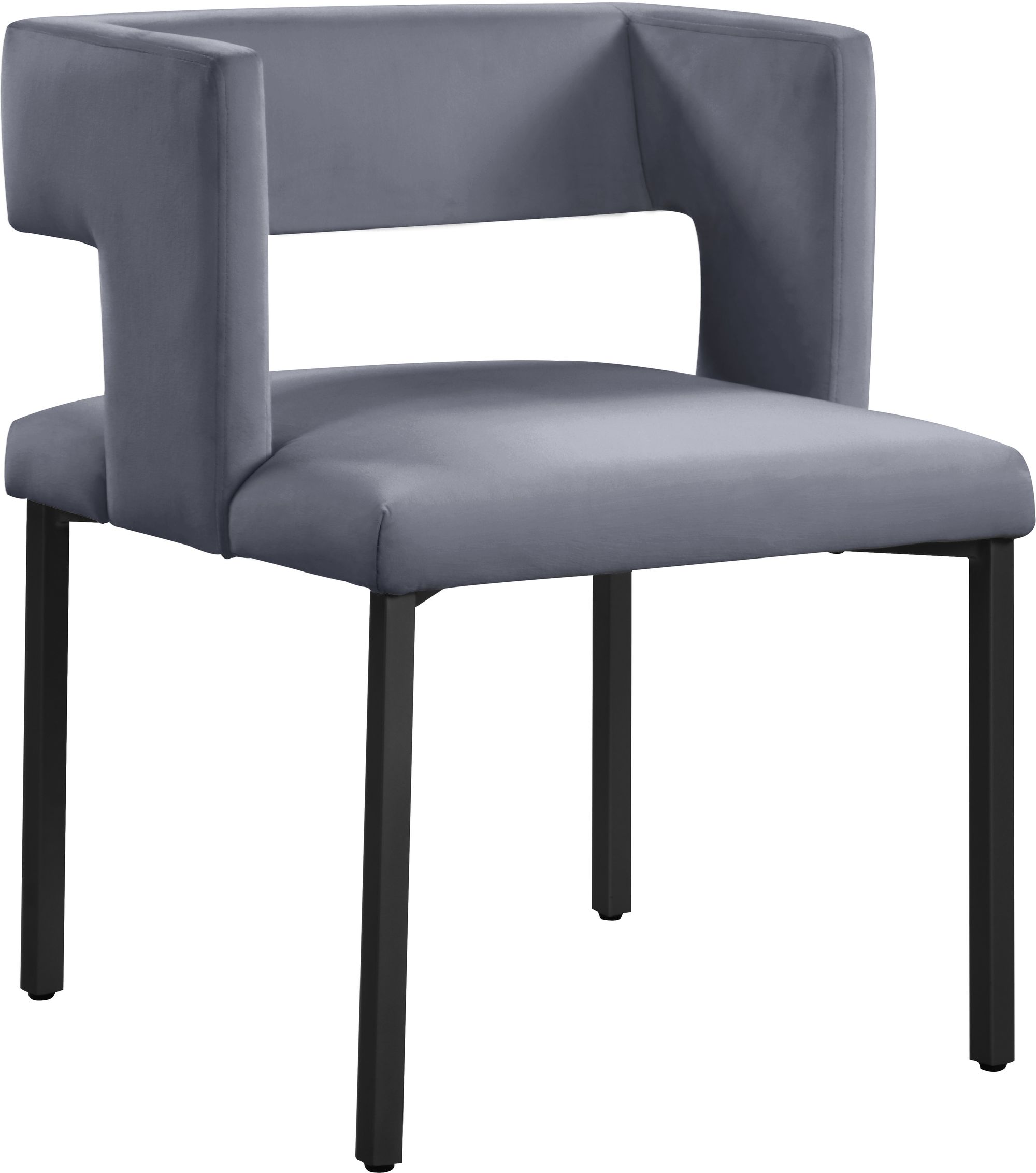 Caleb Velvet Dining Chair with Matte Black Iron Legs