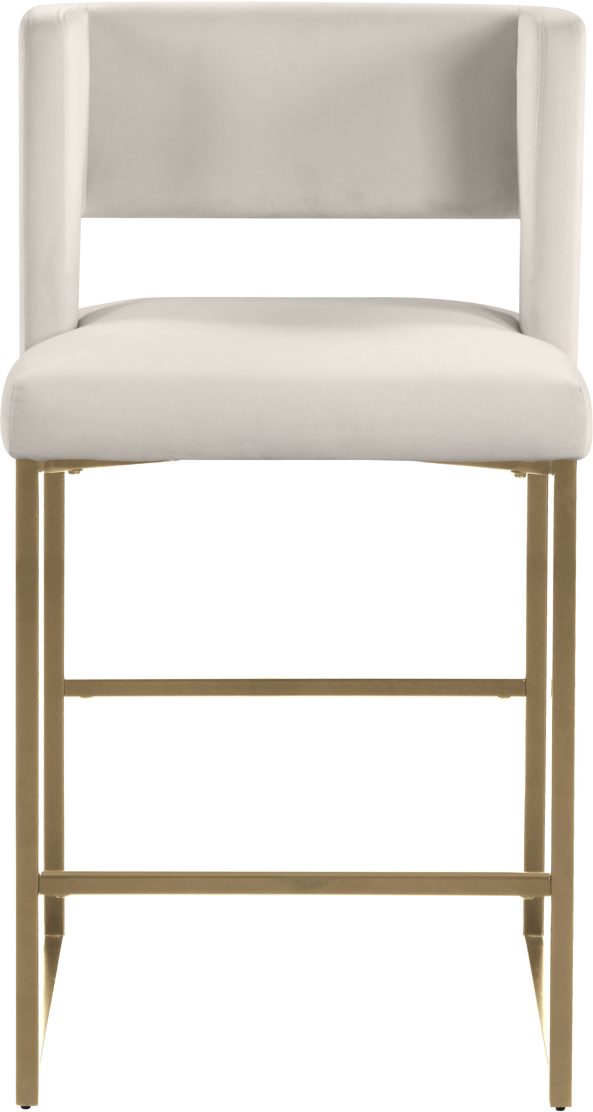 Caleb Velvet Counter Stool with Brushed Gold Iron Legs