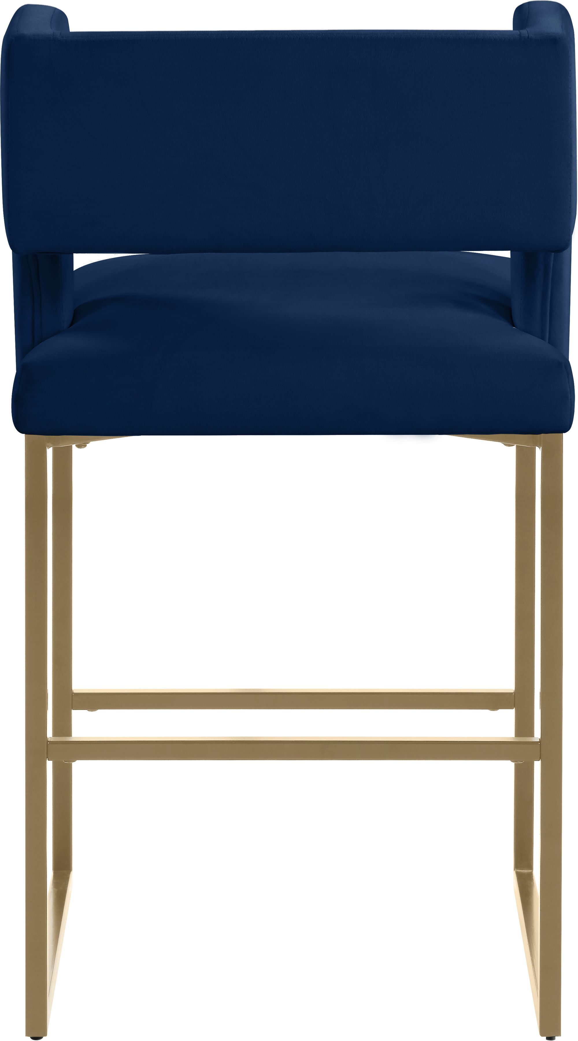 Caleb Velvet Counter Stool with Brushed Gold Iron Legs