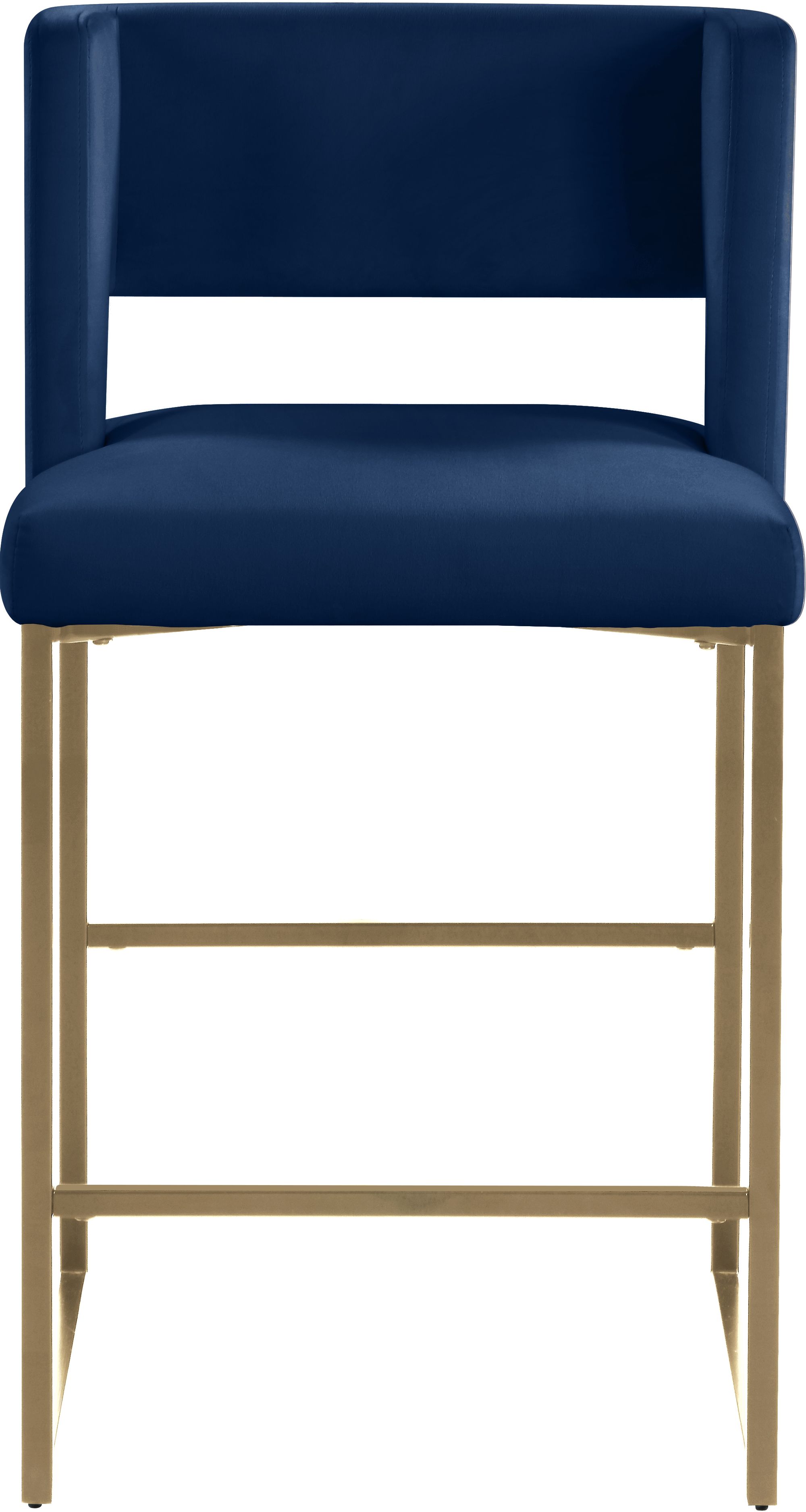 Caleb Velvet Counter Stool with Brushed Gold Iron Legs