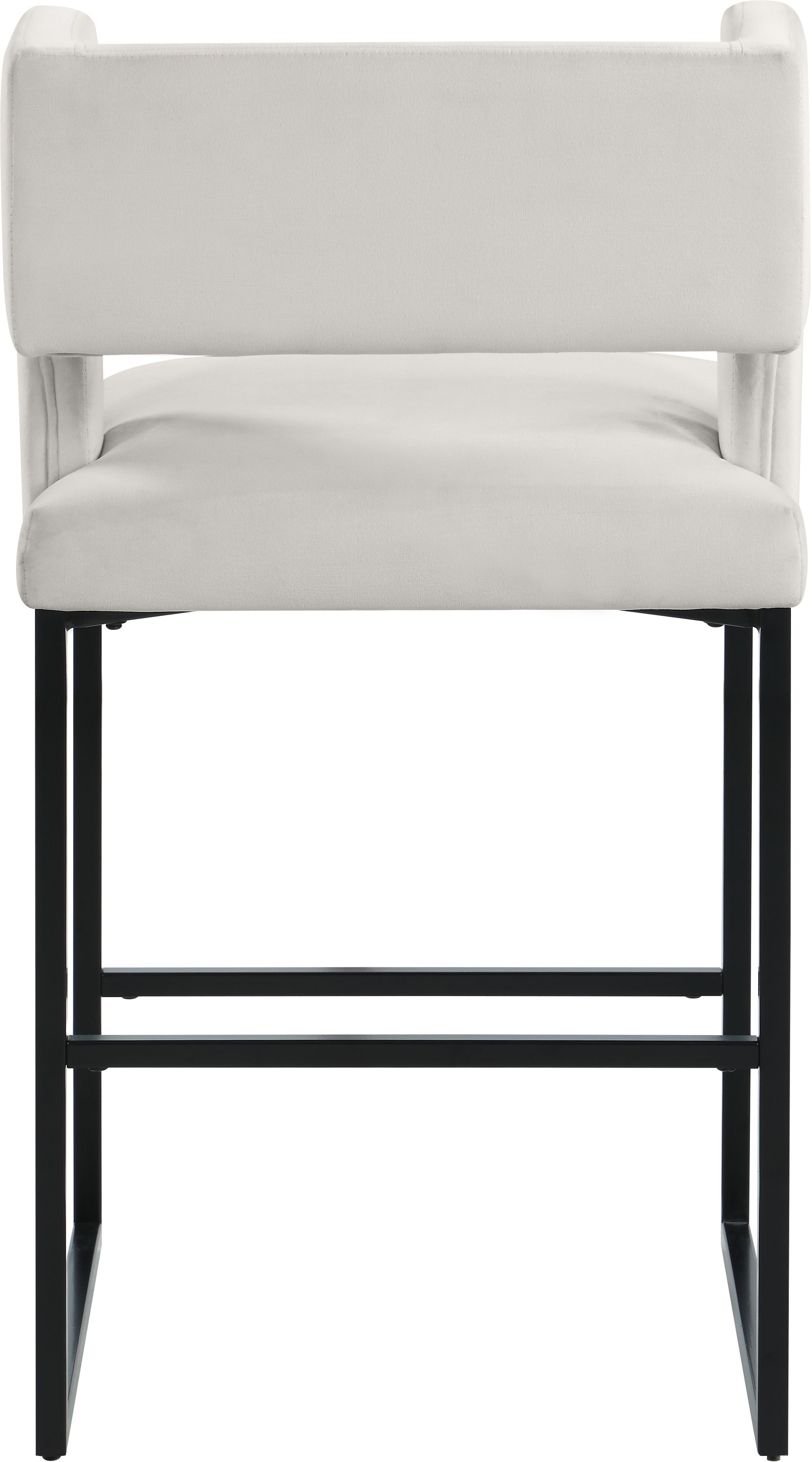 Caleb Velvet Counter Stool with Matte Black Iron Legs