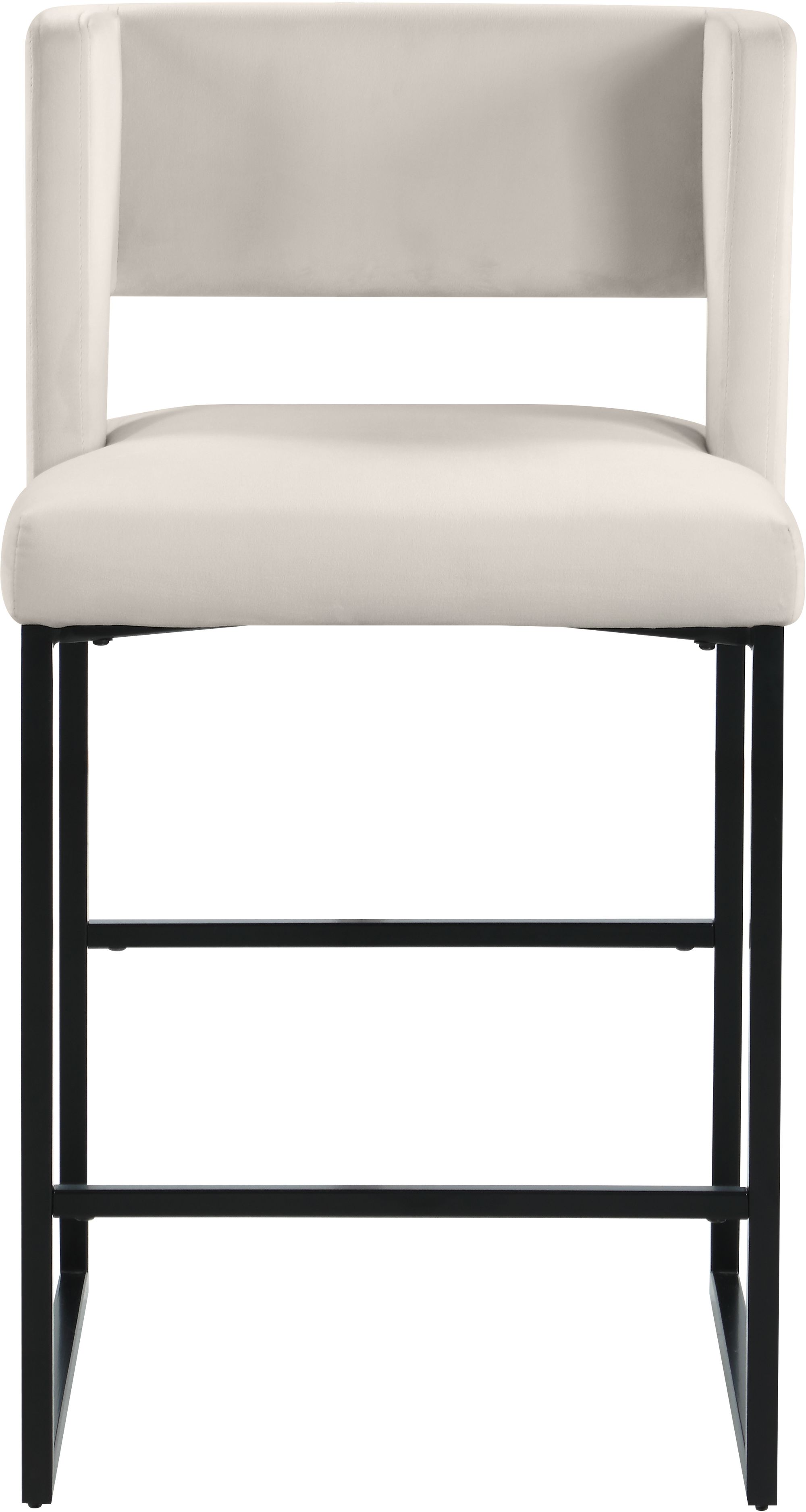 Caleb Velvet Counter Stool with Matte Black Iron Legs