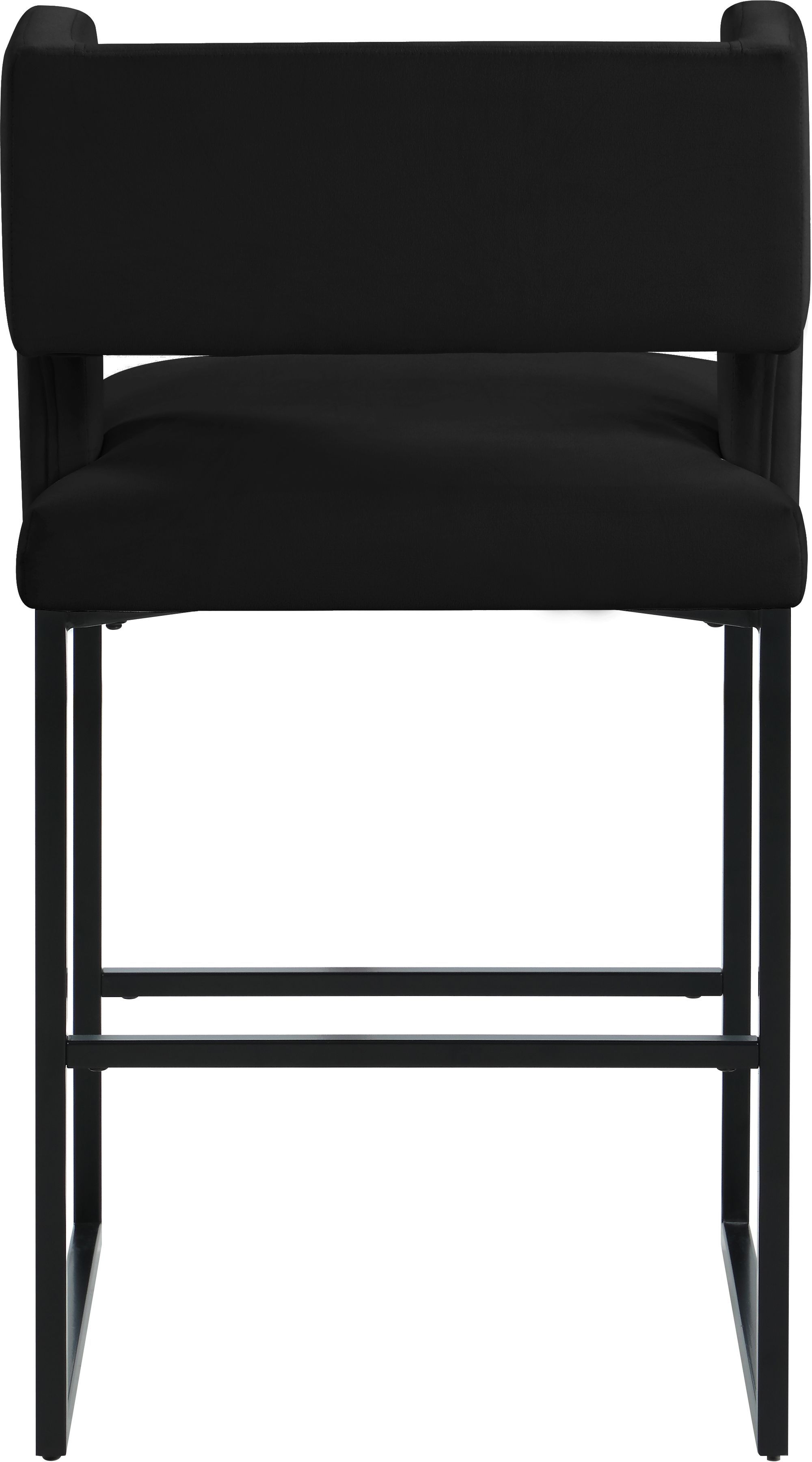 Caleb Velvet Counter Stool with Matte Black Iron Legs