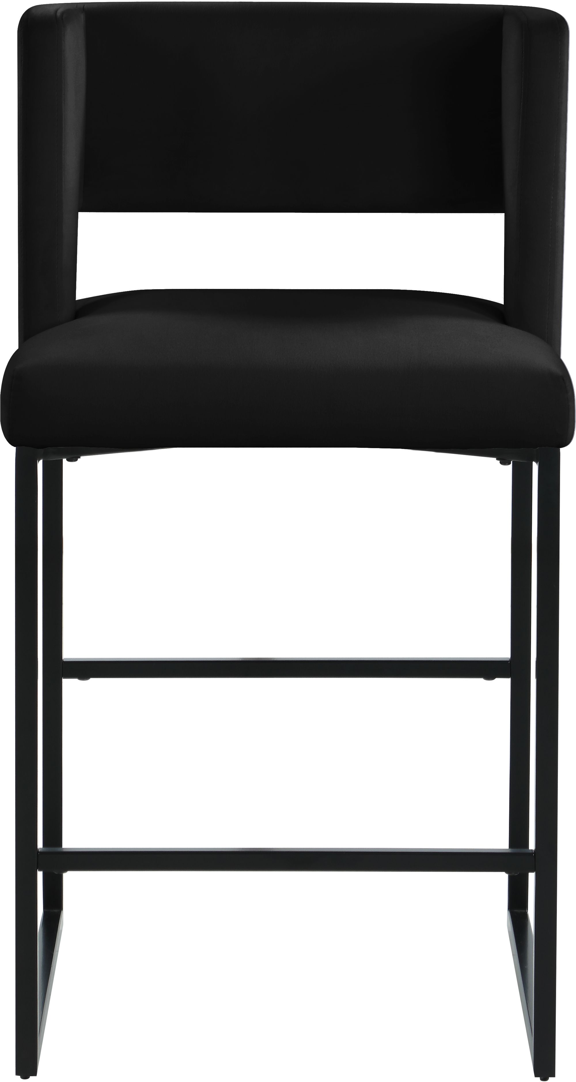 Caleb Velvet Counter Stool with Matte Black Iron Legs