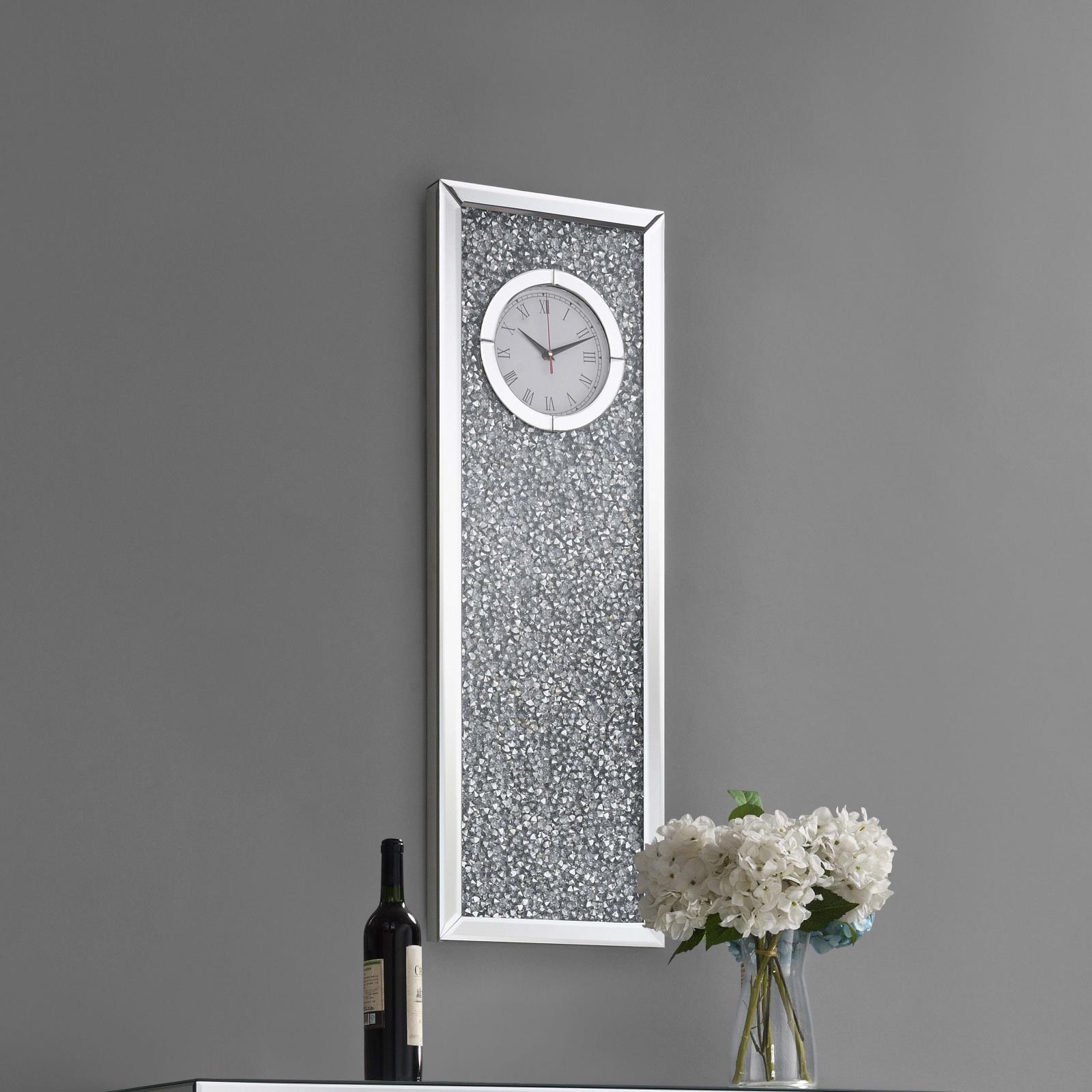 Minette Crystal Inlay Rectangle Mirrored Clock