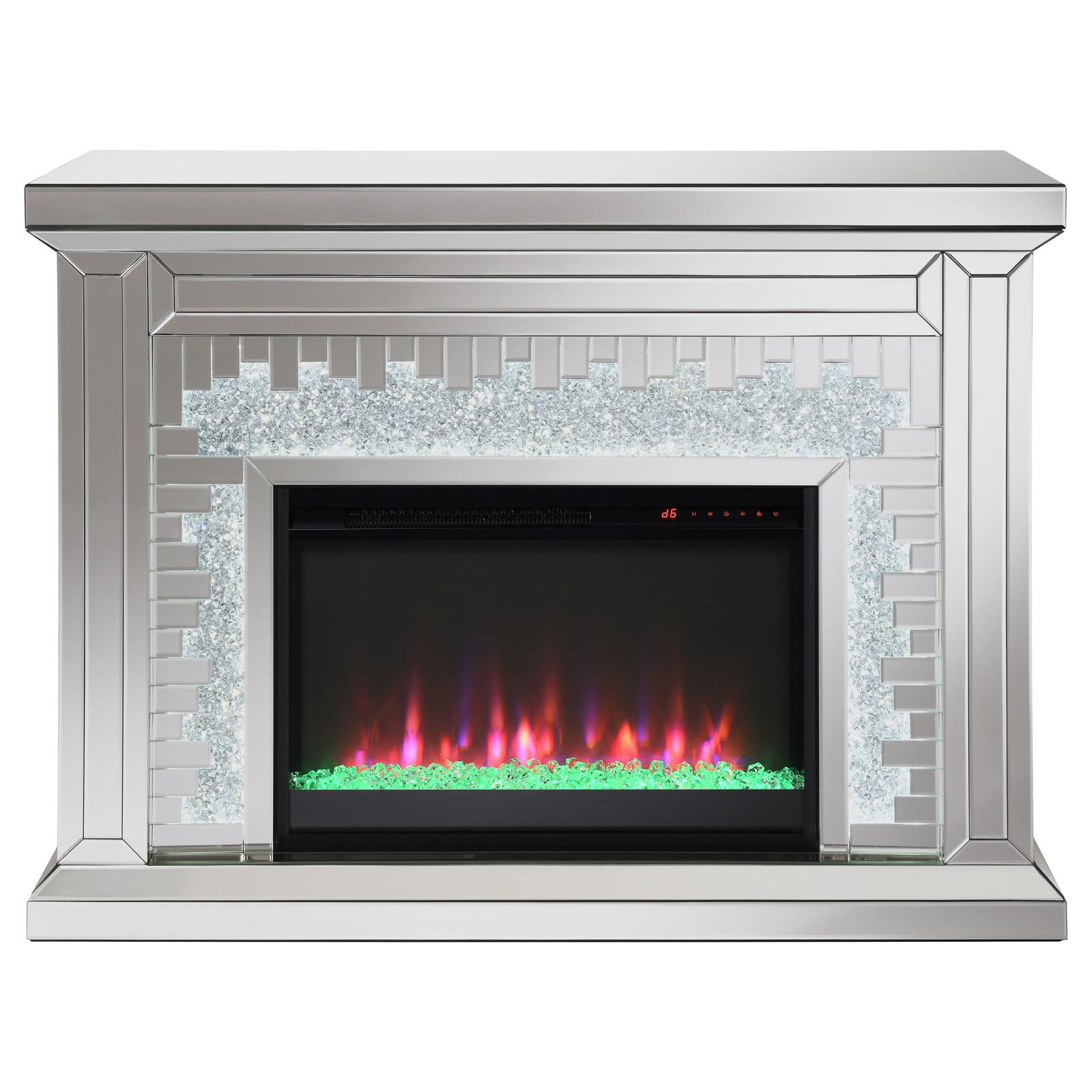 Gilmore Rectangular Freestanding Mirrored Fireplace