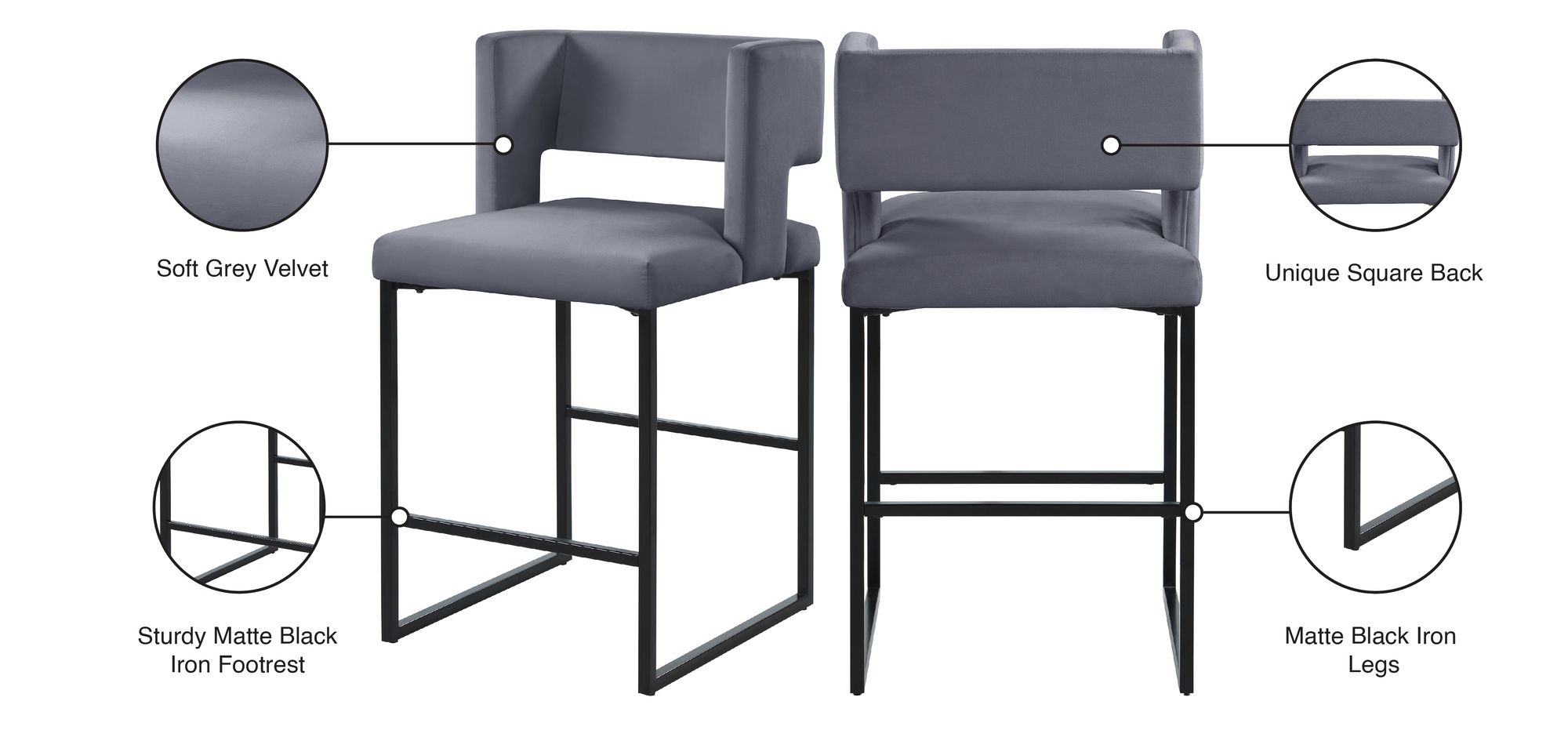 Caleb Counter Stool with Iron Legs