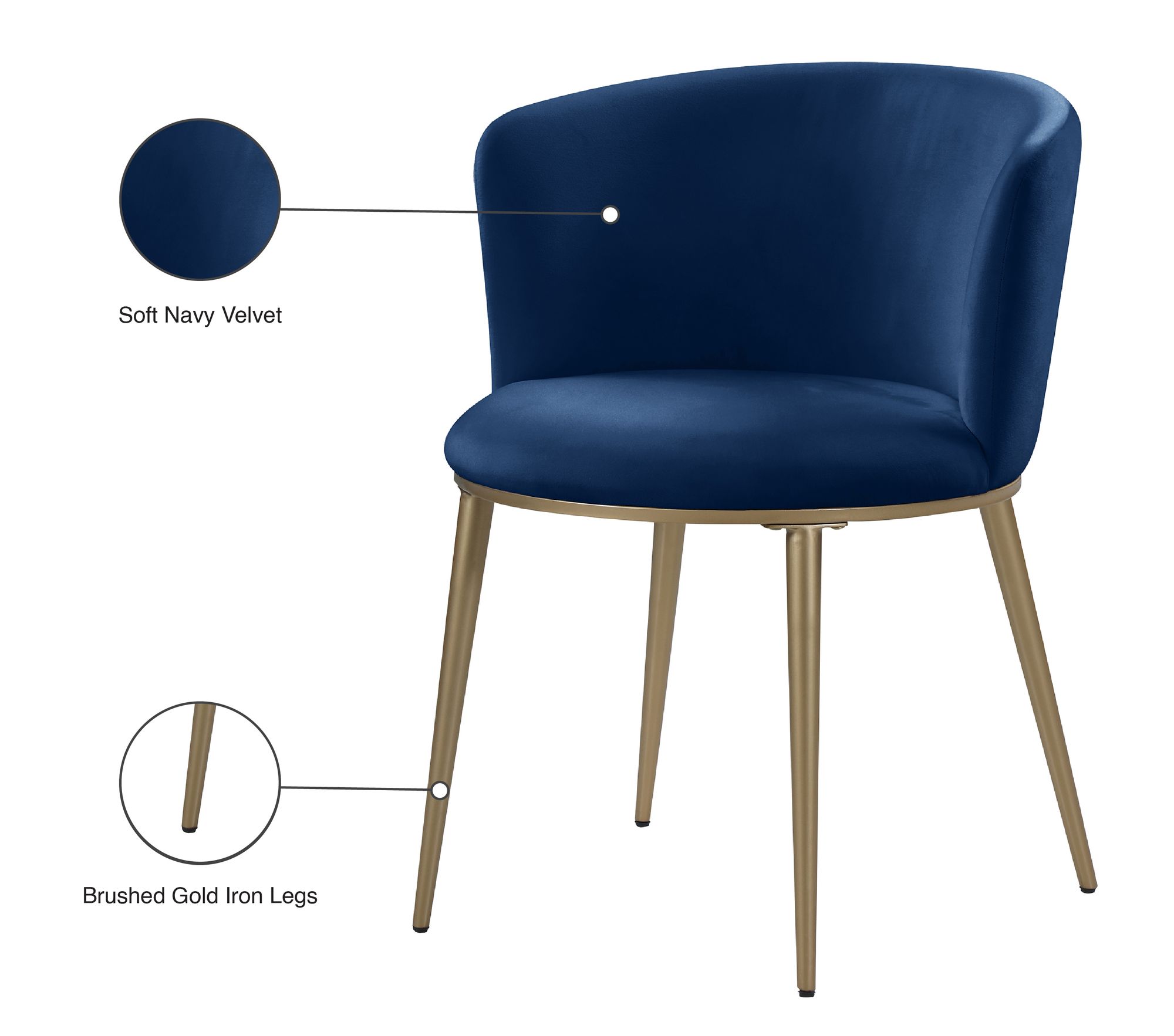 Skylar Velvet Dining Chair with Brushed Gold Iron Legs