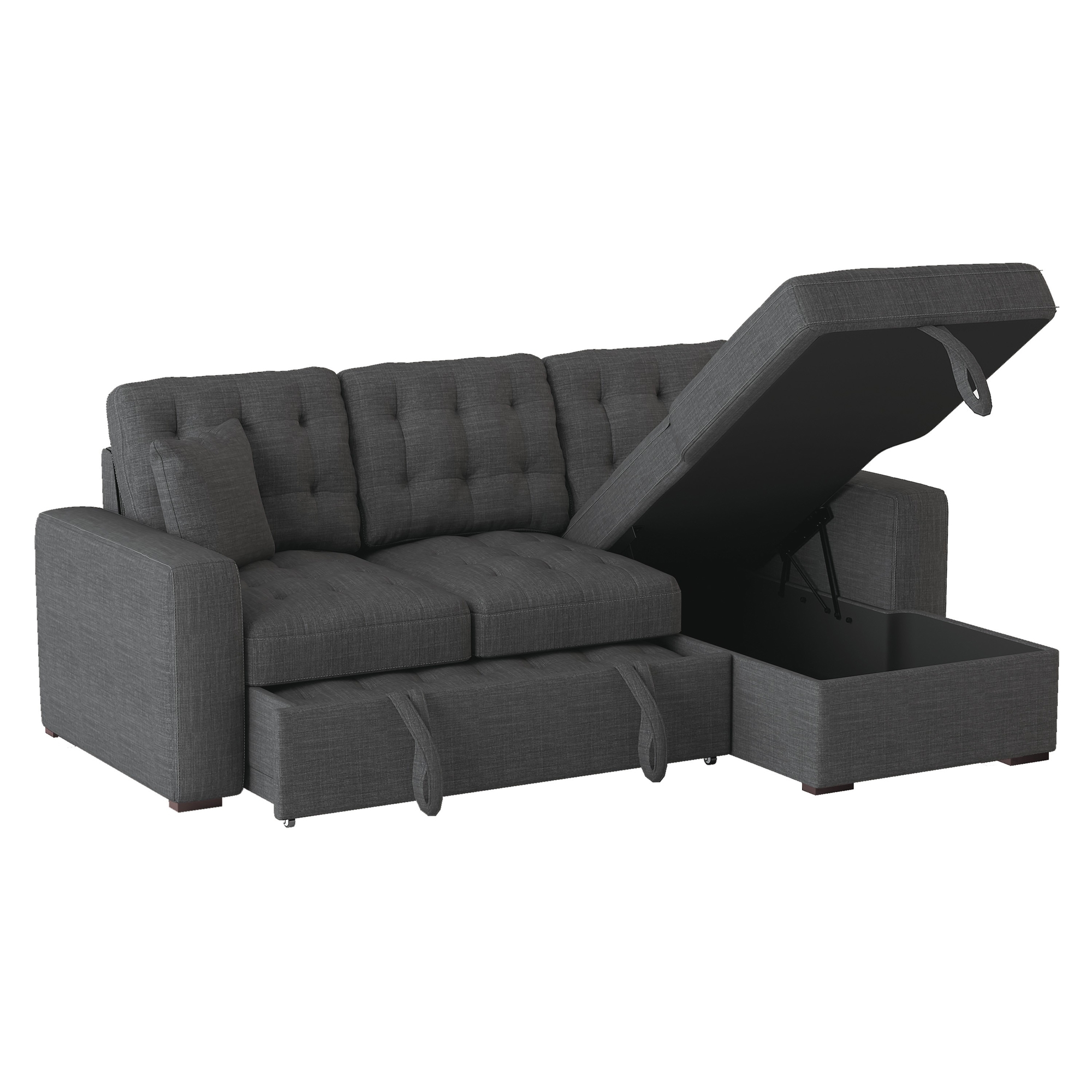 McCafferty Polyester Fabric Sectional w/Pull-out Bed & Hidden Storage