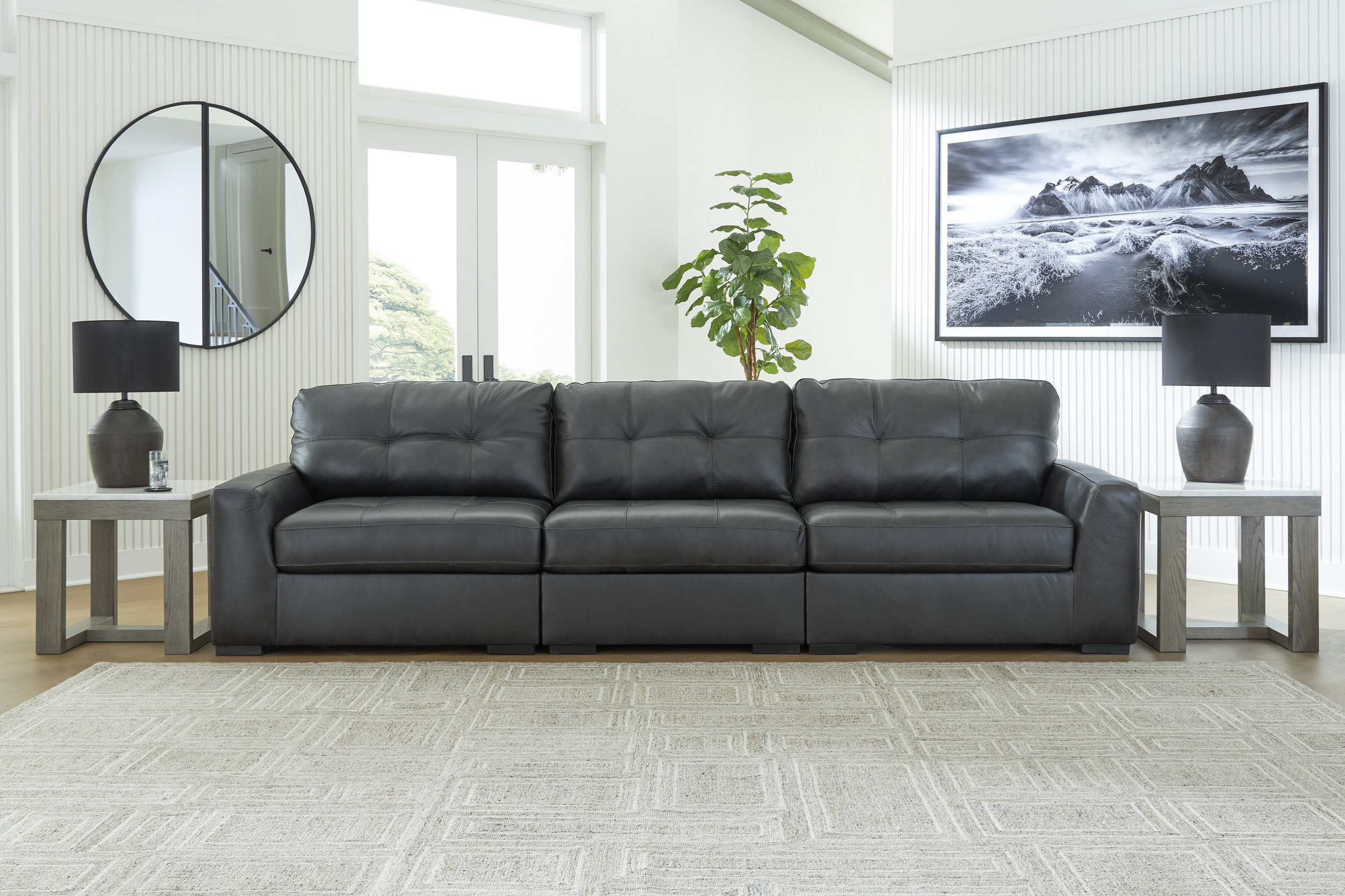 Brindley Pier Leather 3-Piece Modular Sofa