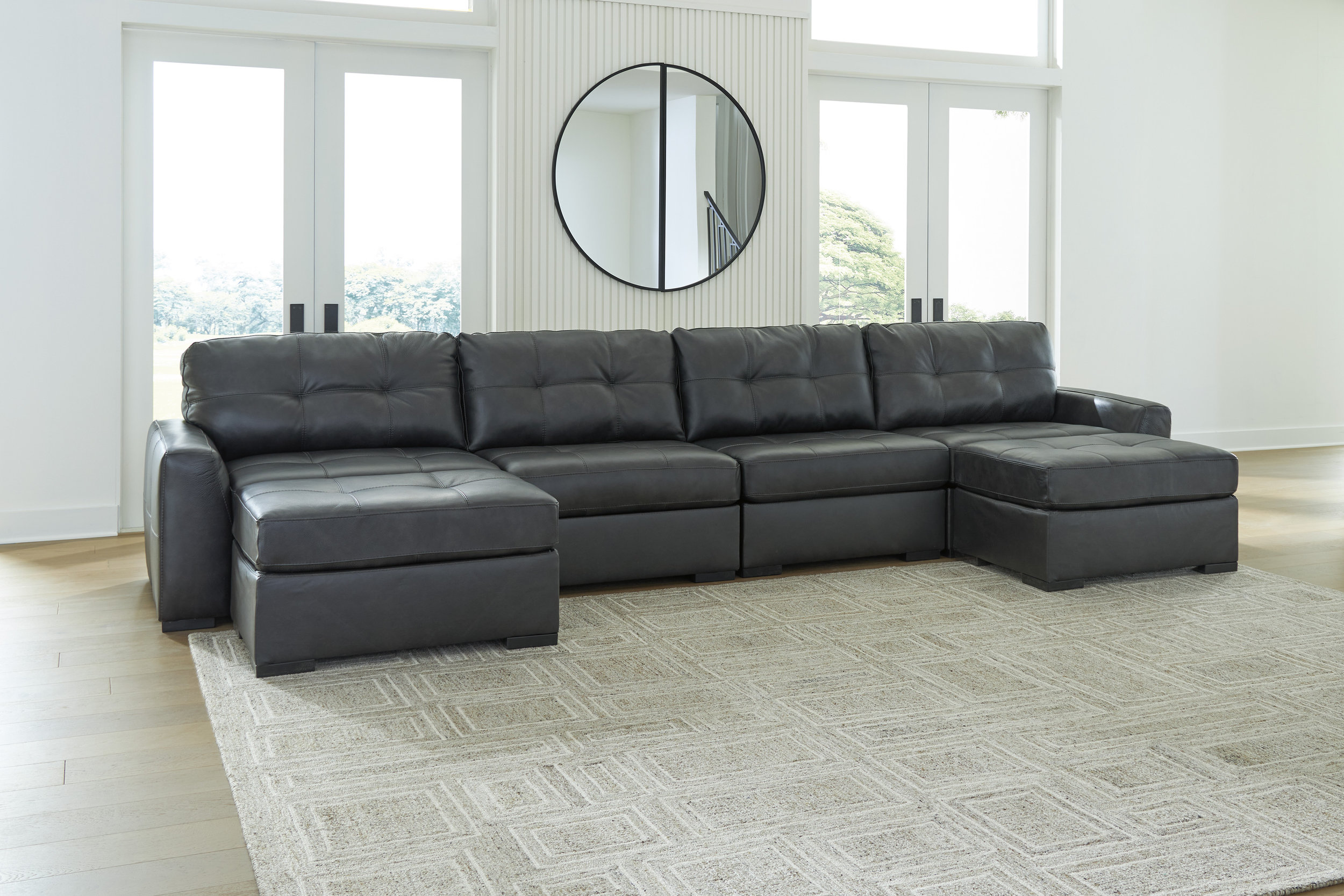 Brindley Pier Leather 4-Piece Modular Sofa