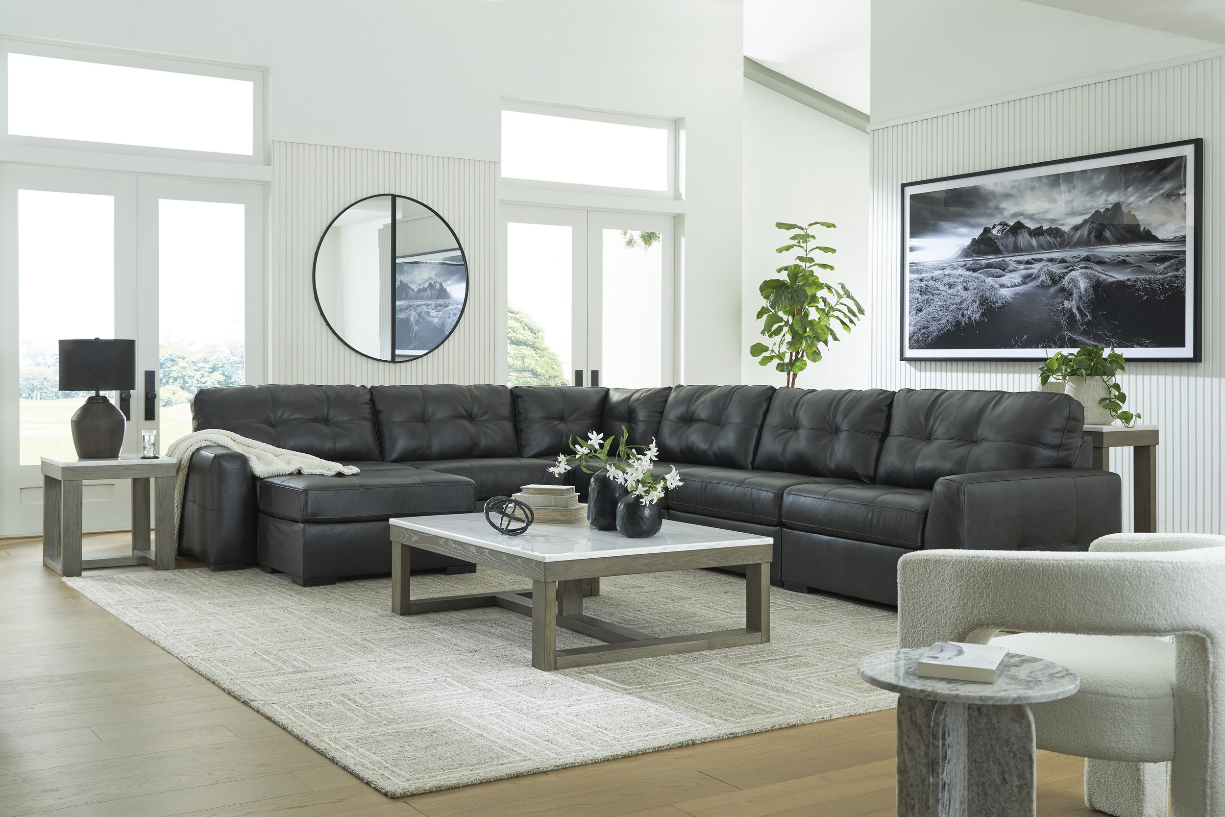 Brindley Pier L-Shaped Leather 6-Piece Sectional