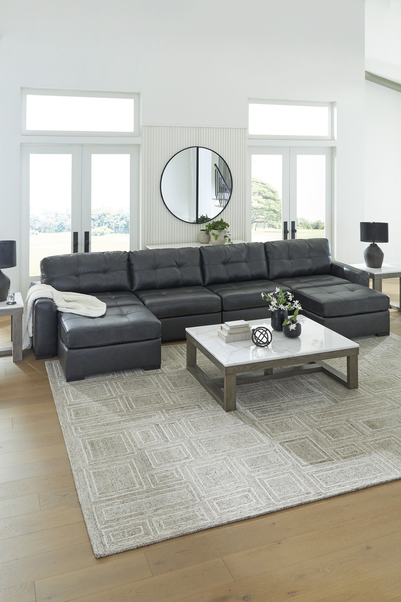 Brindley Pier Leather 4-Piece Modular Sofa