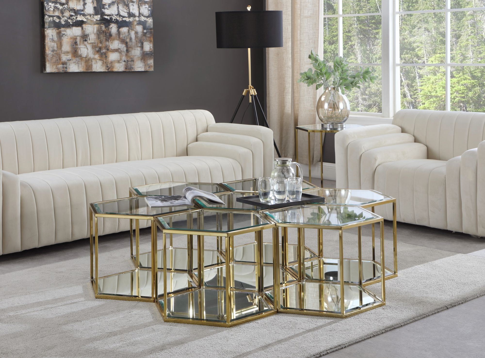 Sei 7-Piece Glass Coffee Table
