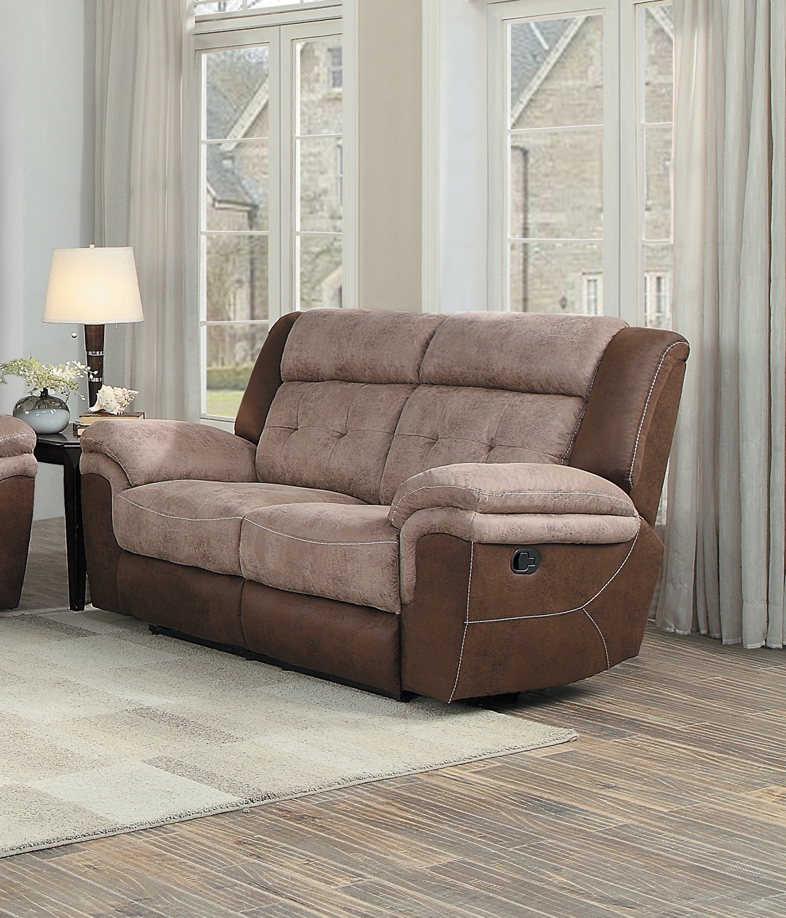 Chai Microfiber Double Reclining Loveseat