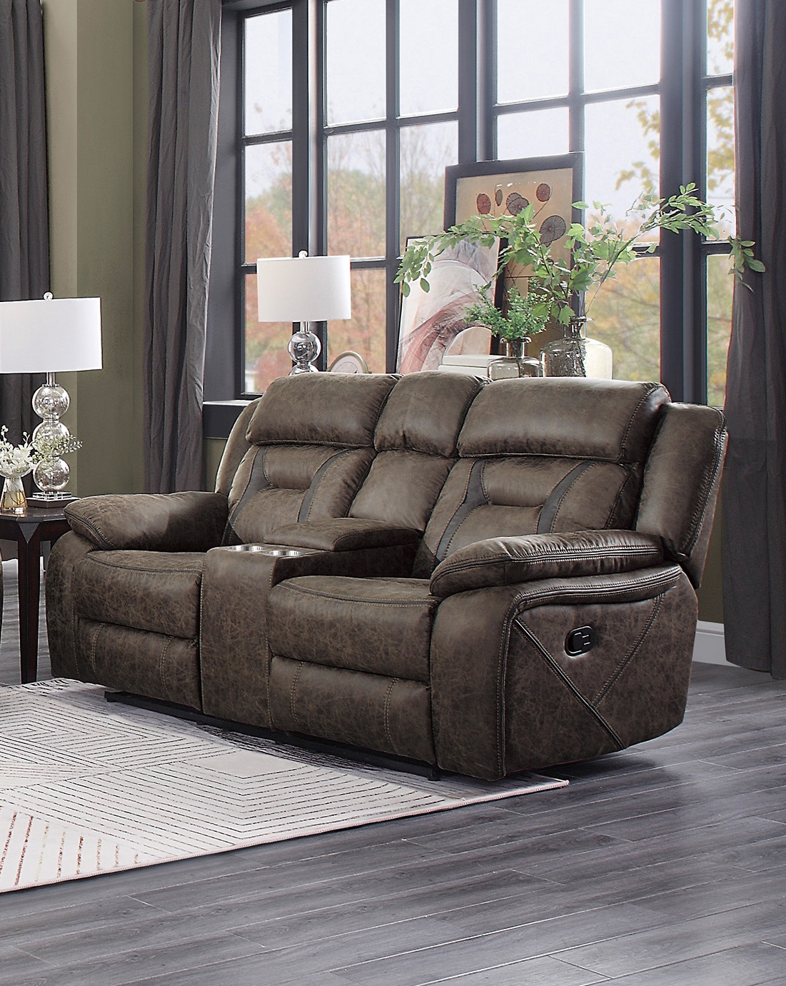 Madrona Hill Microfiber Double Reclining Loveseat