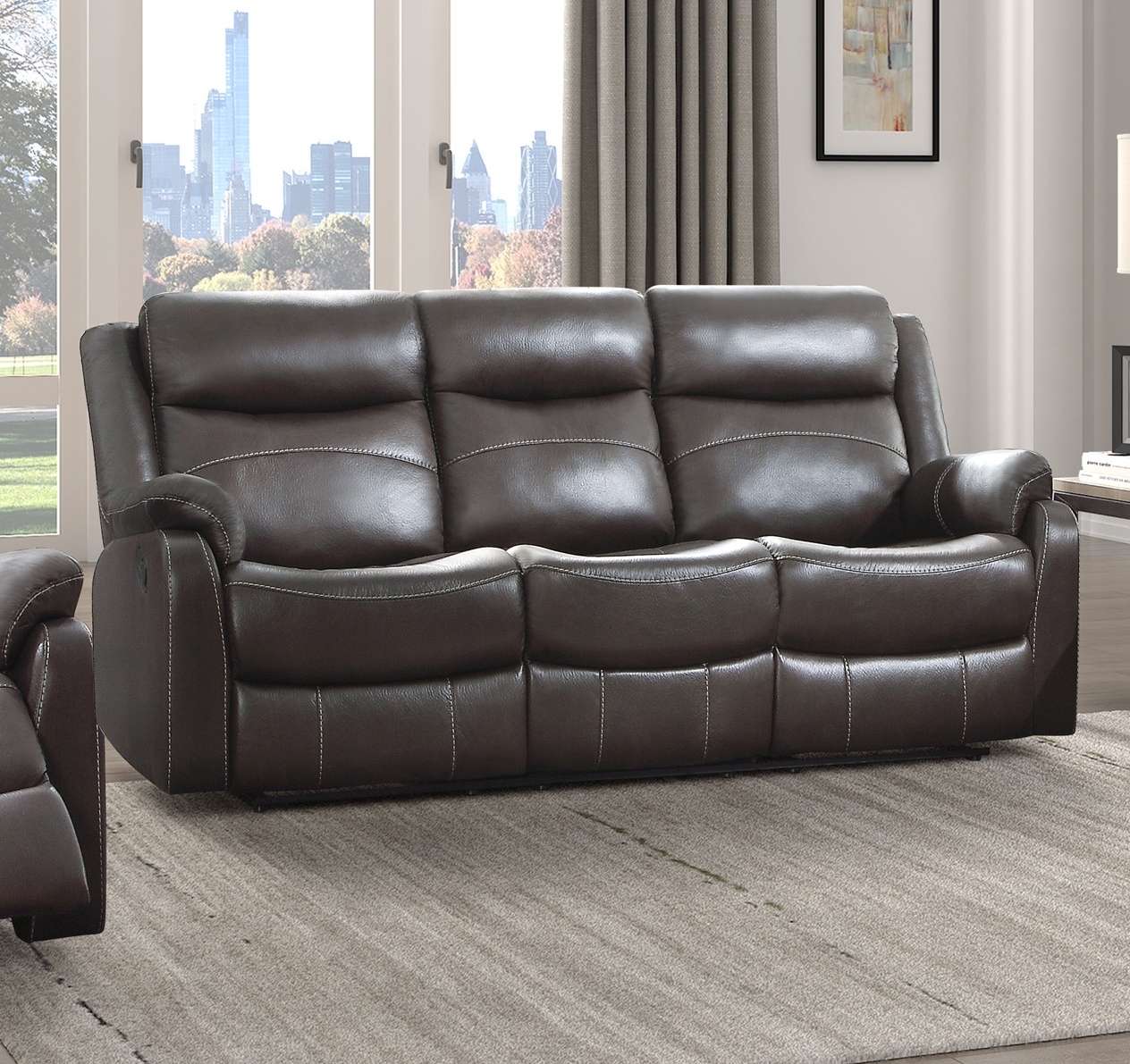 Yerba Microfiber Double Lay Flat Reclining Sofa