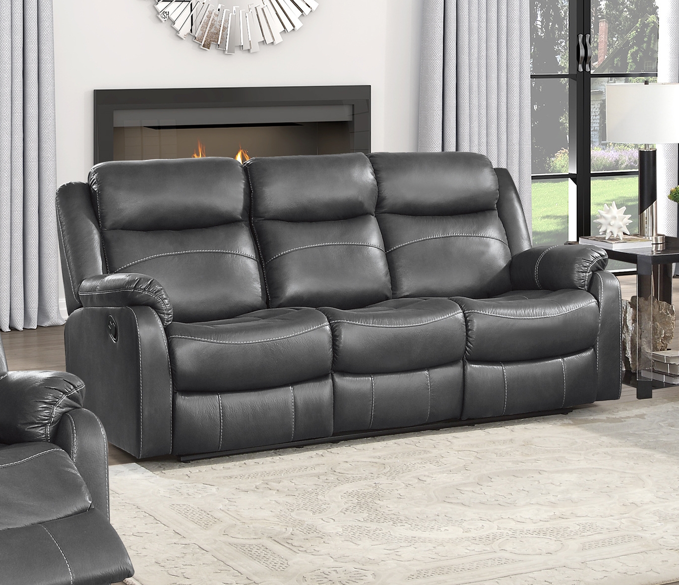 Yerba Microfiber Double Lay Flat Reclining Sofa