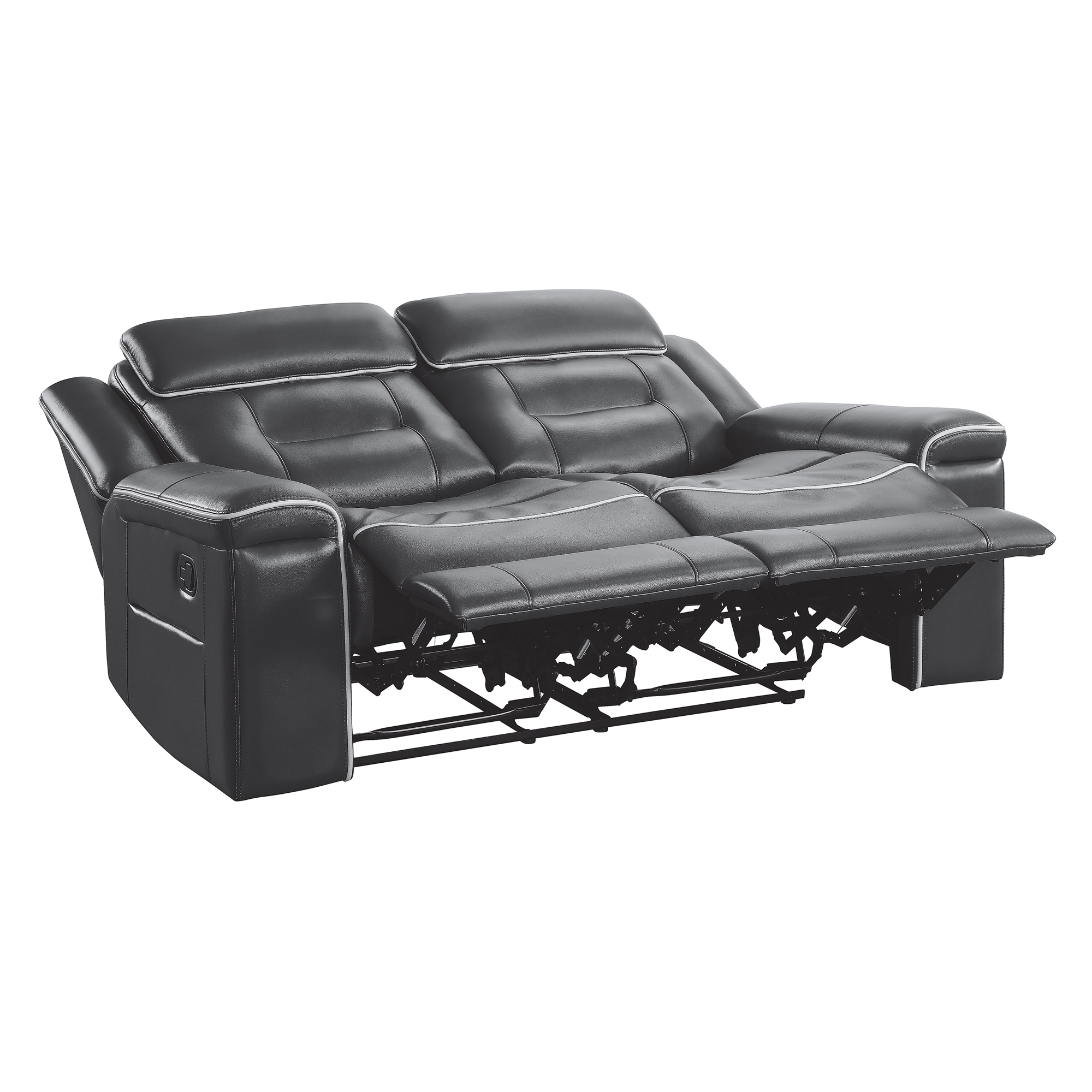 Darwan Leather Gel Match Double Lay Flat Reclining Loveseat