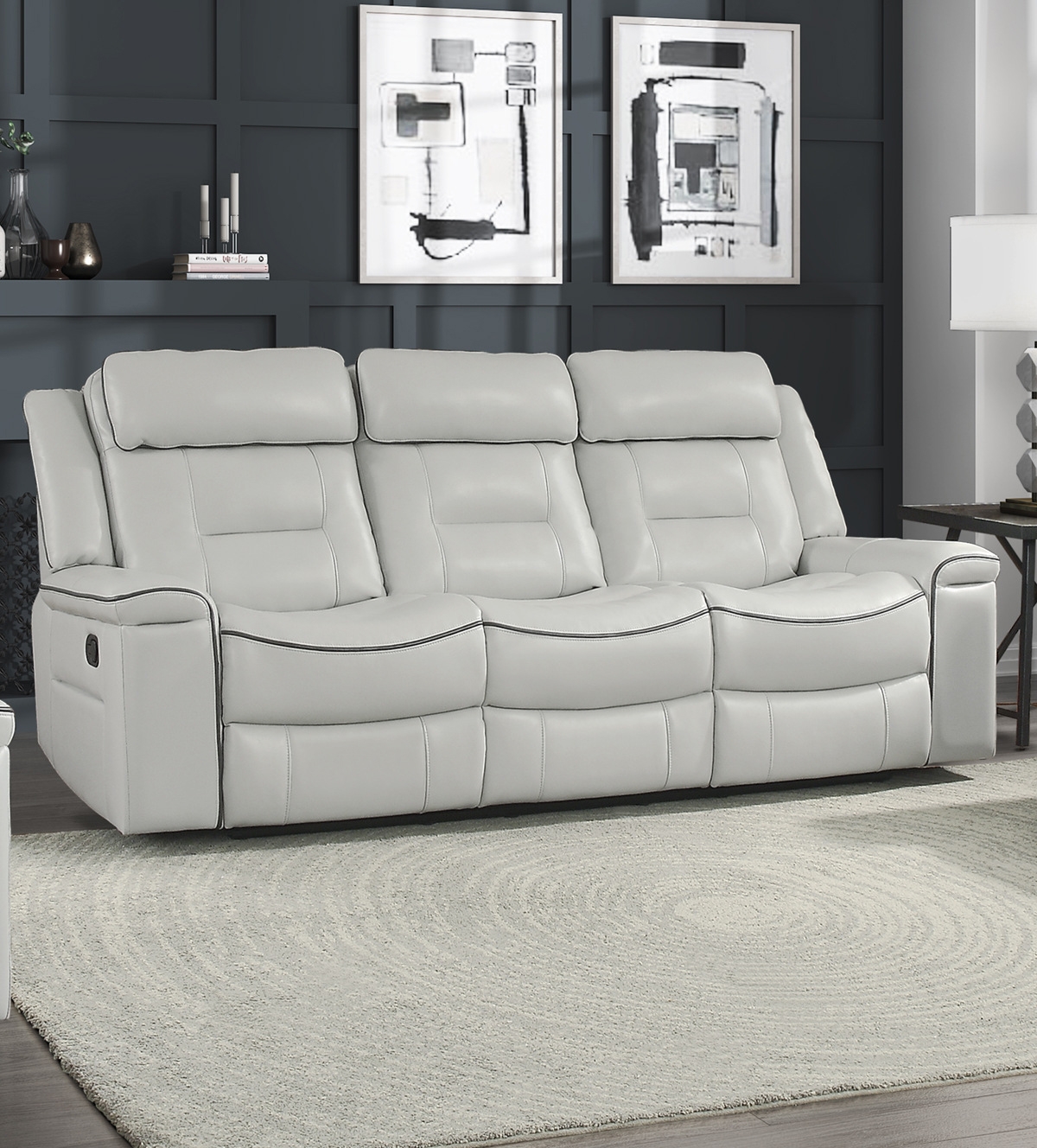 Darwan Leather Gel Match Double Lay Flat Reclining Sofa