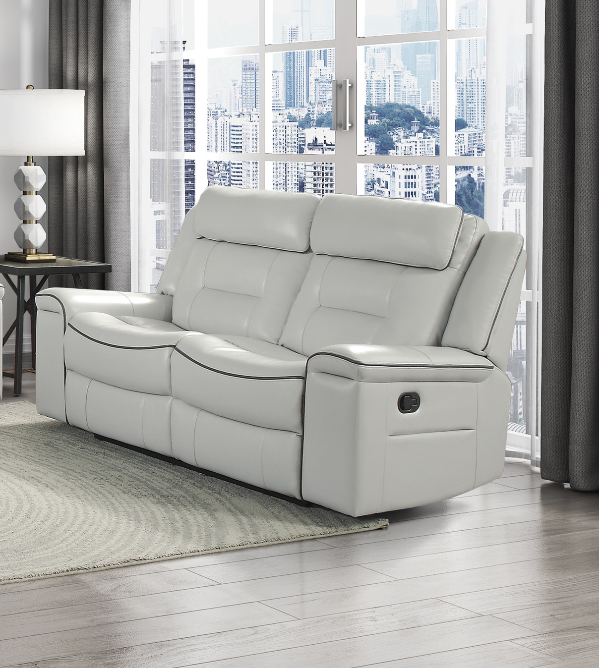 Darwan Leather Gel Match Double Lay Flat Reclining Loveseat
