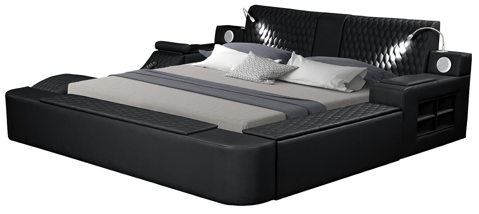 Zoya Fabric Upholstered Black Bed