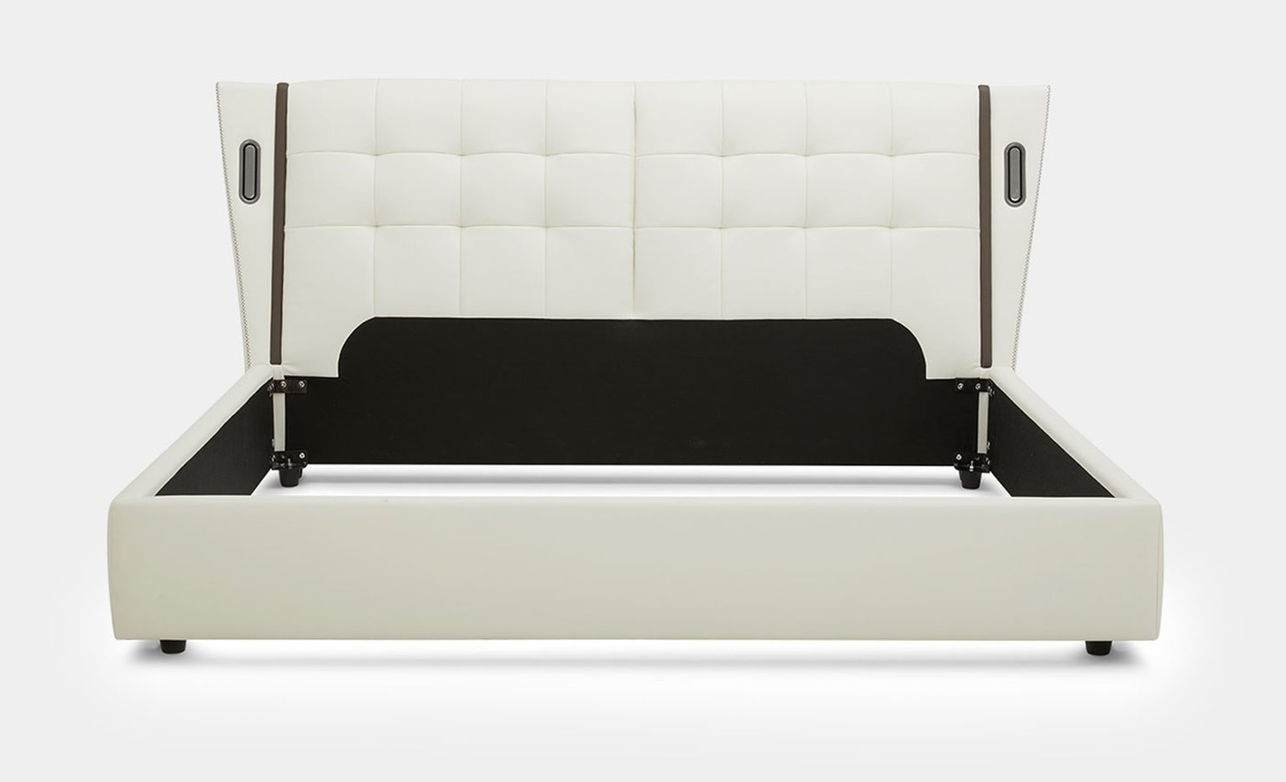 Milan Full Leather Upholstered Bed with LED Lights