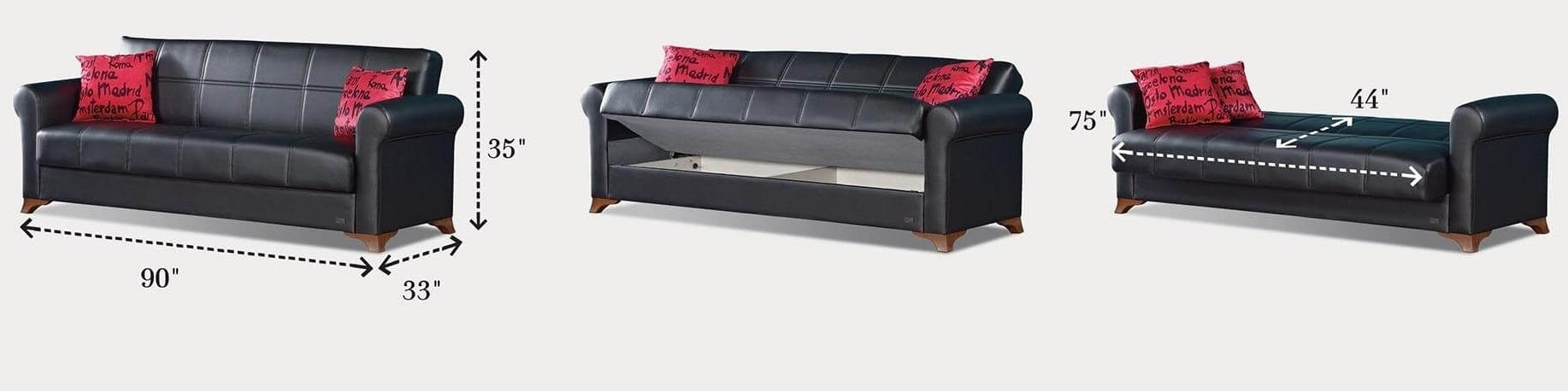 Harlem Bonded Leather Storage Sofabed