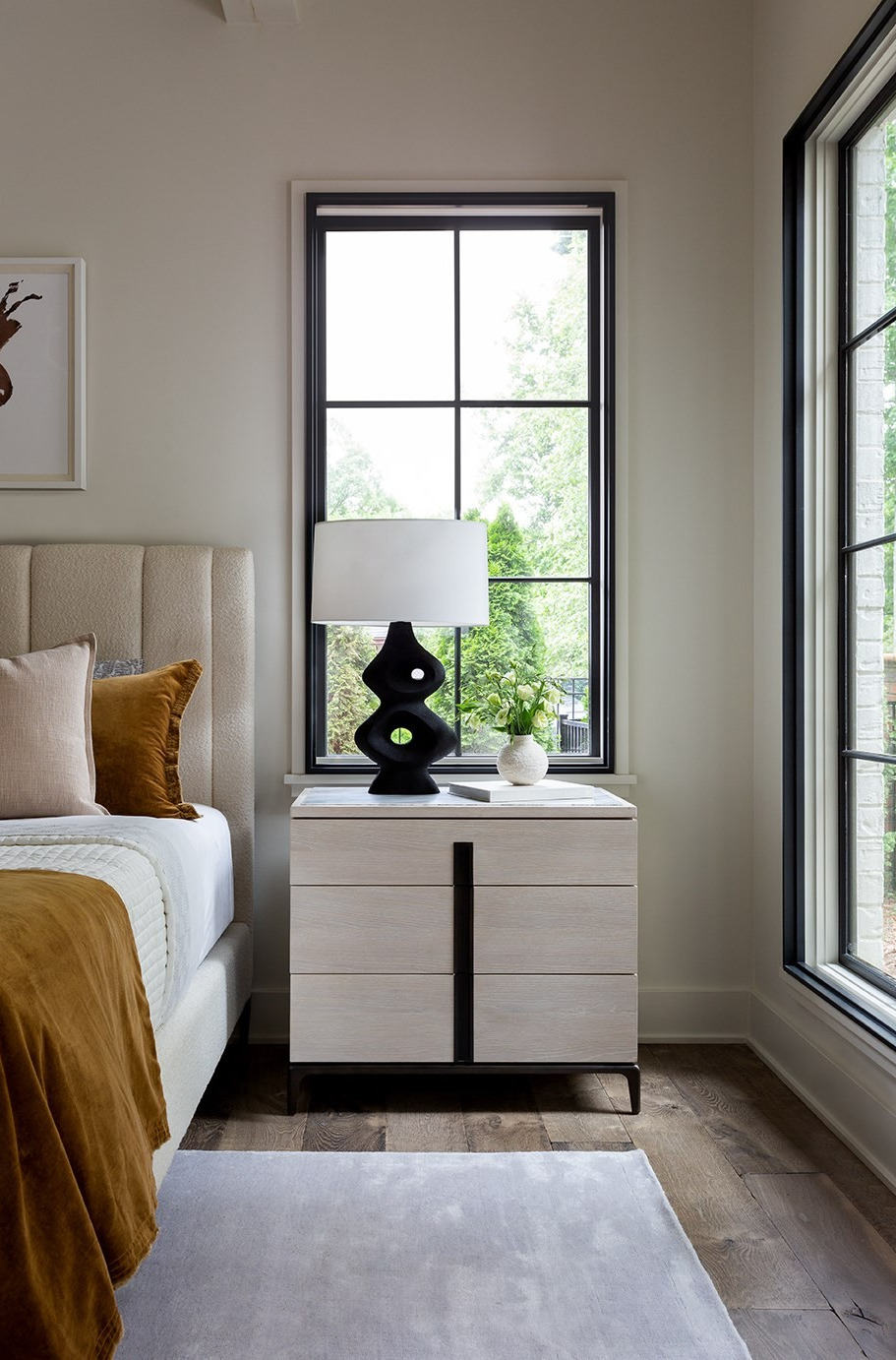 Maren Wood/Metal Stone Top Nightstand w/3 Drawers