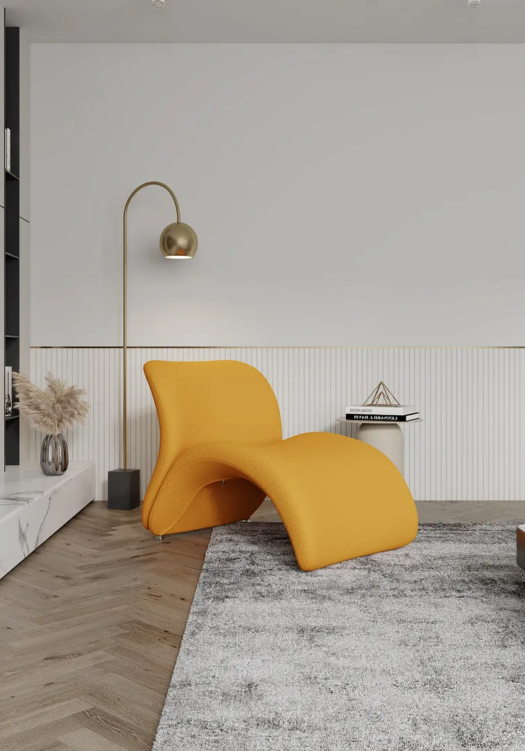 Manhattan Comfort Rosebud Wool Blend Accent Chair, Yellow
