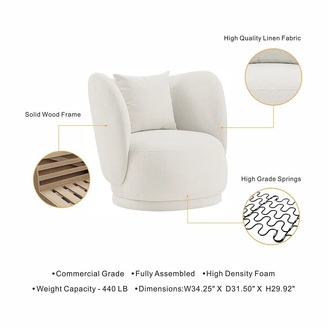 Siri Linen Weave Accent Chair w/Pillows 