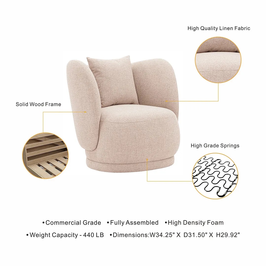 Siri Linen Weave Accent Chair w/Pillows 