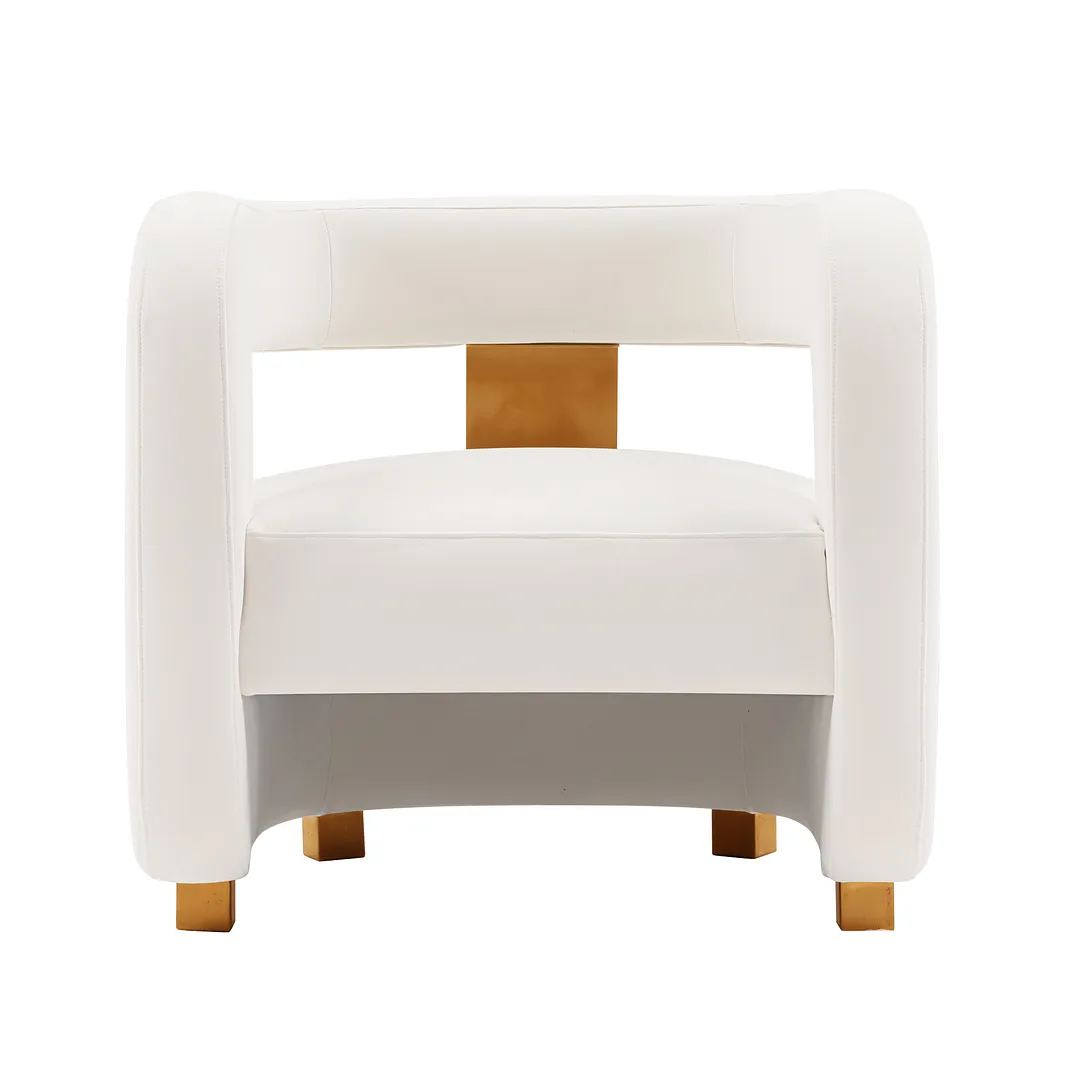 Manhattan Comfort Modern Amirah Velvet Accent Chair in White